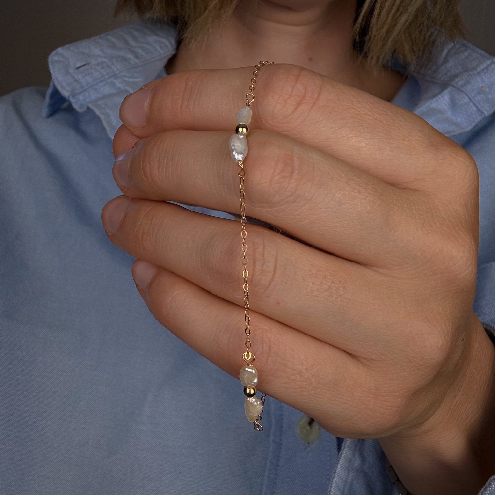Vintage Pearl and Gold Bead Bracelet