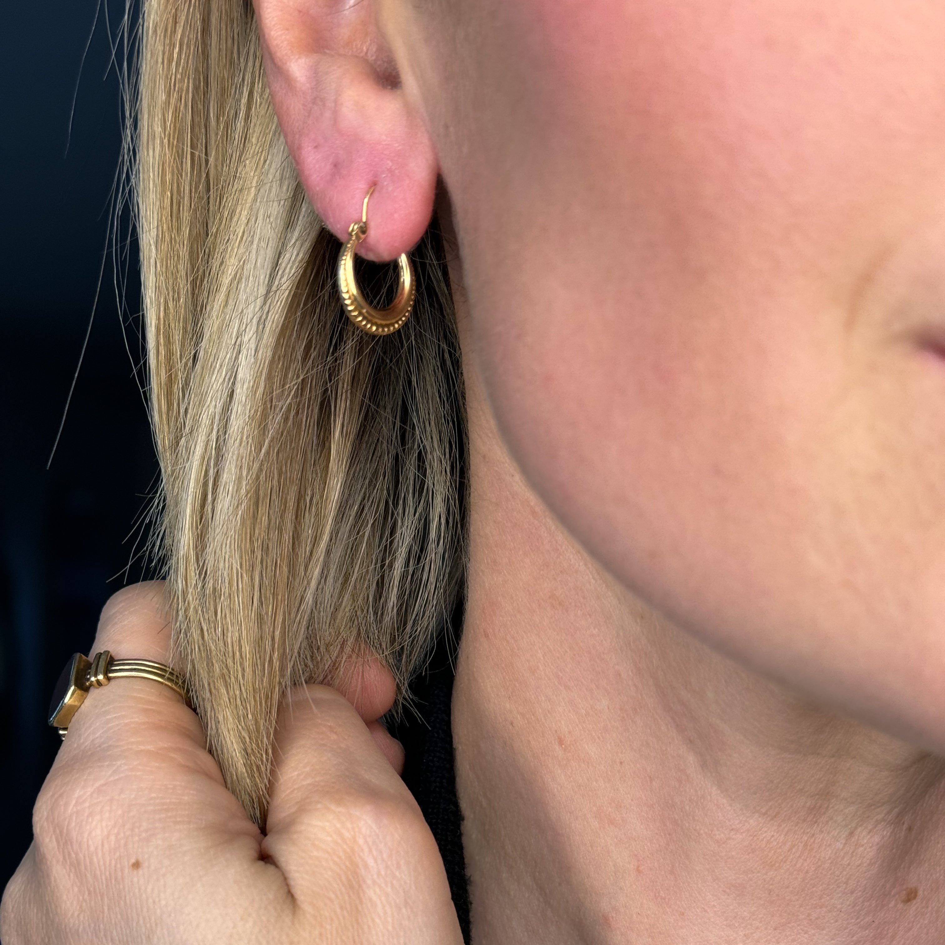 19.8 mm Beaded Gold Drop Hoops