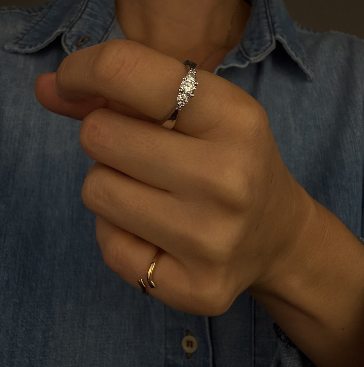 White Gold Five Stone Diamond Ring