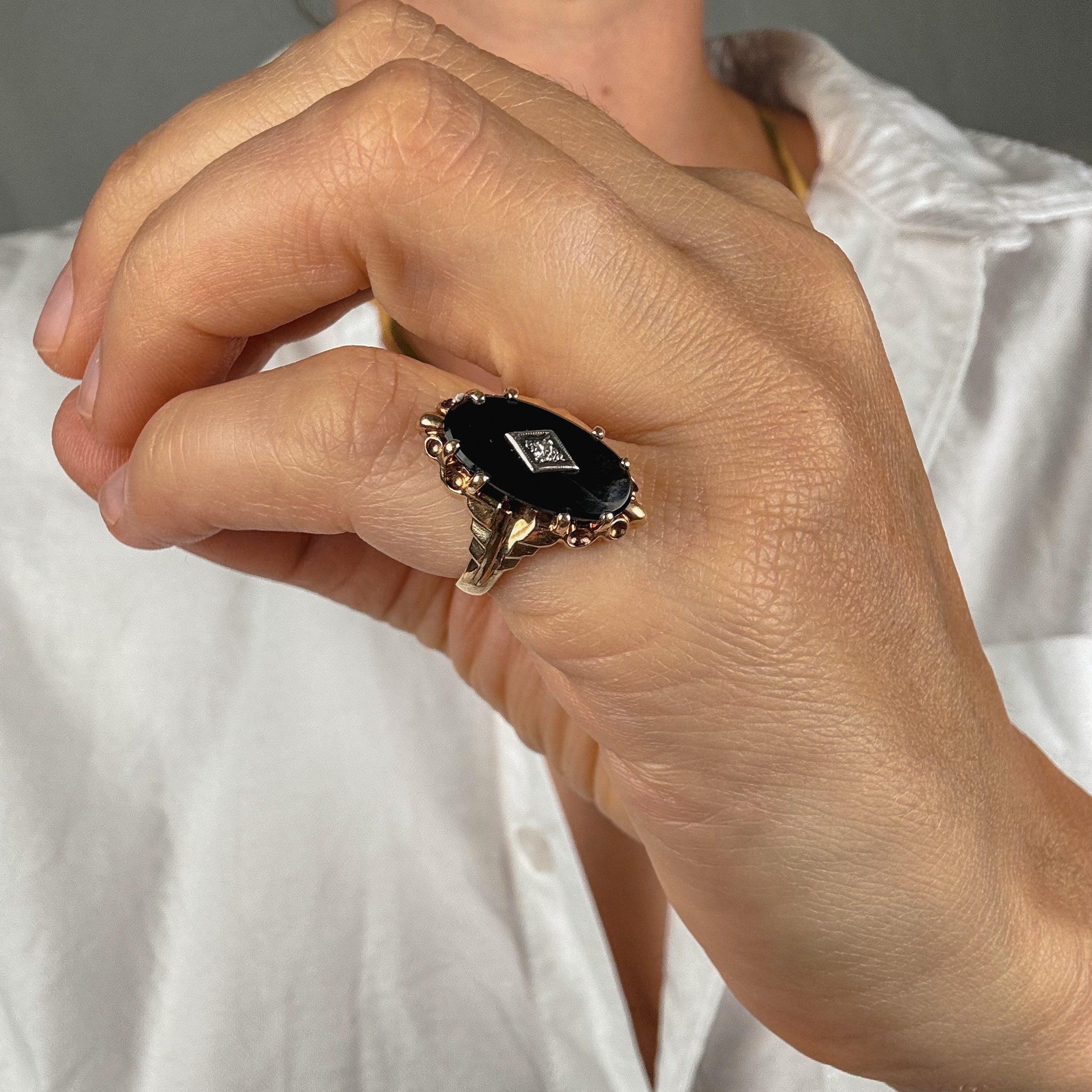 vintage Onyx and Diamond Ring