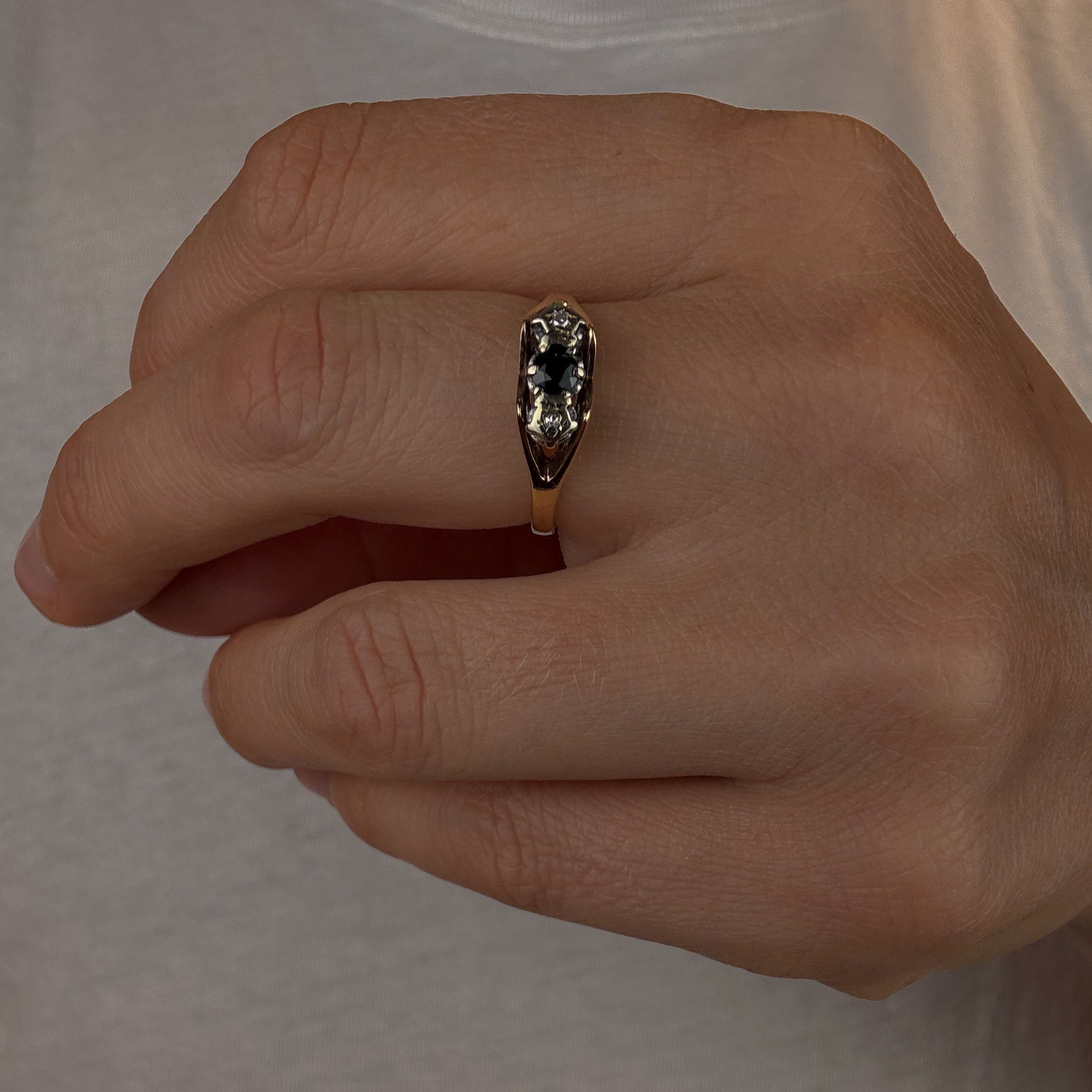 Antique Sapphire and Diamond Trilogy Ring