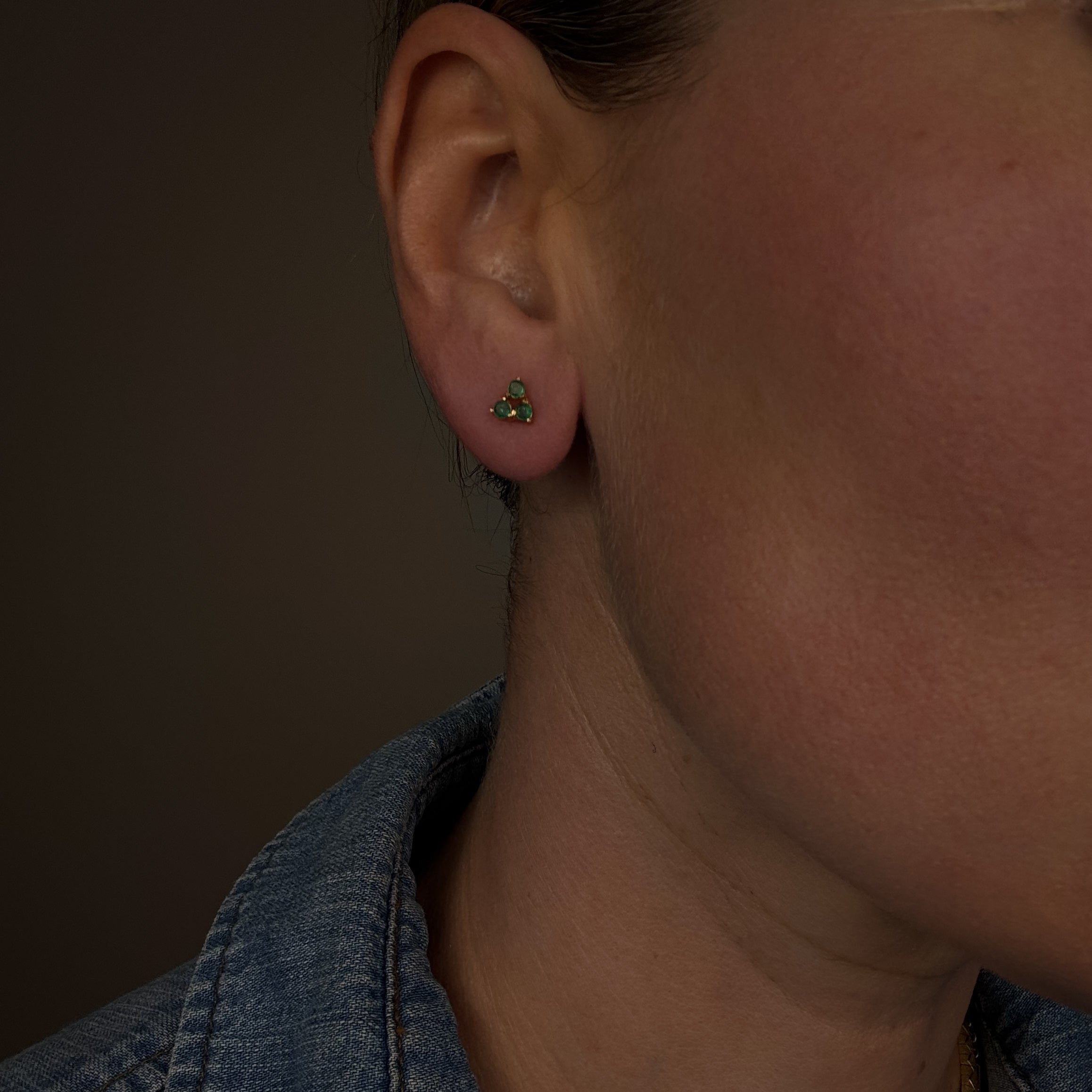 Emerald Trio Studs