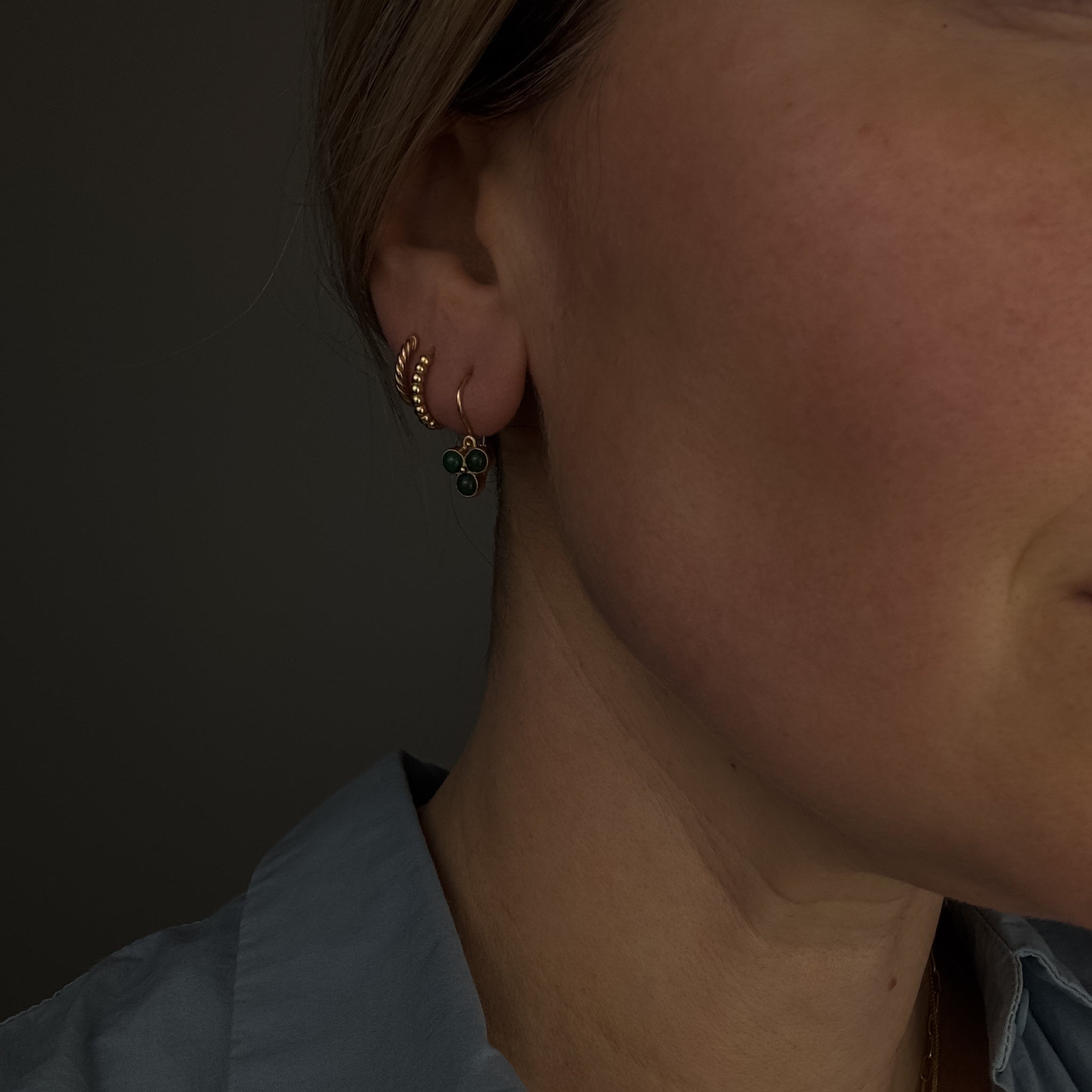 Chalcedony Drop Hoop Earrings