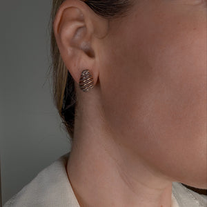 Alternating Chain Two-Tone Gold Hoop Earrings