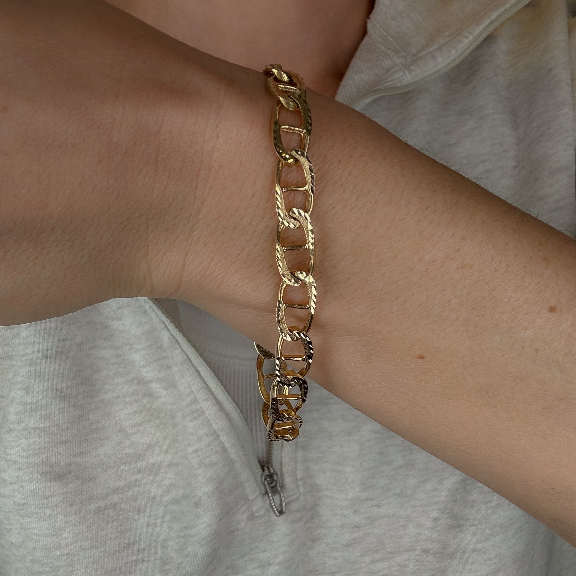 8" Gold Flat Link Mariner Chain Bracelet