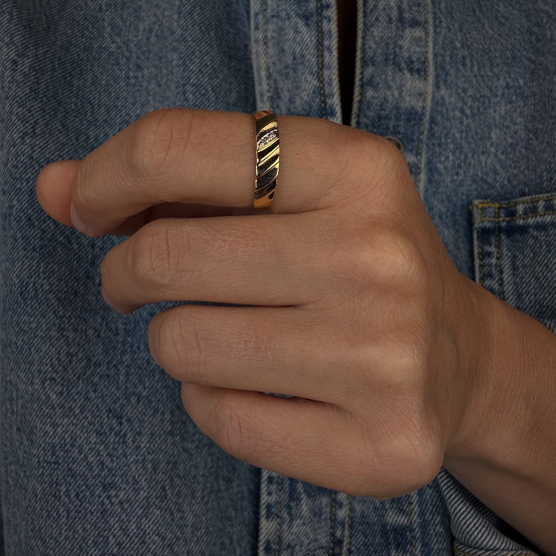 Subtly Sculptural Diamond Band