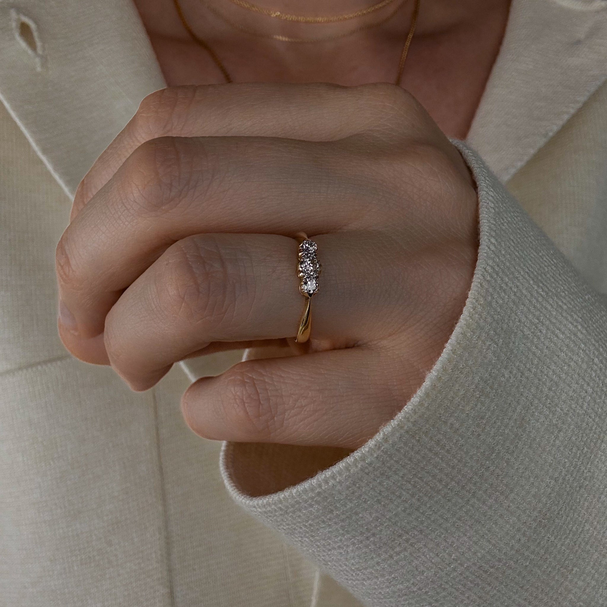 Sparkling Old Mine Trilogy Ring