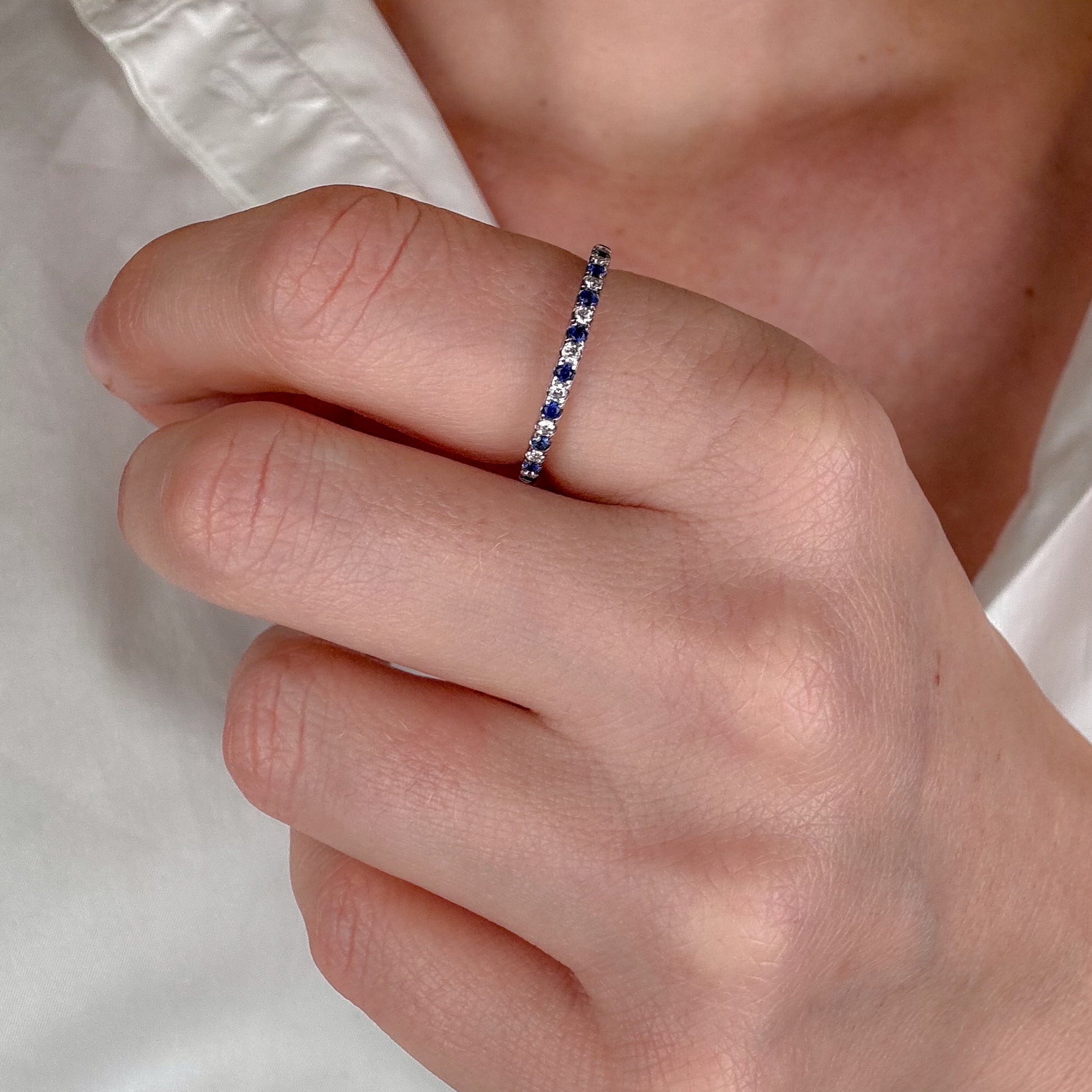 Sapphire and Diamond Half Eternity Ring