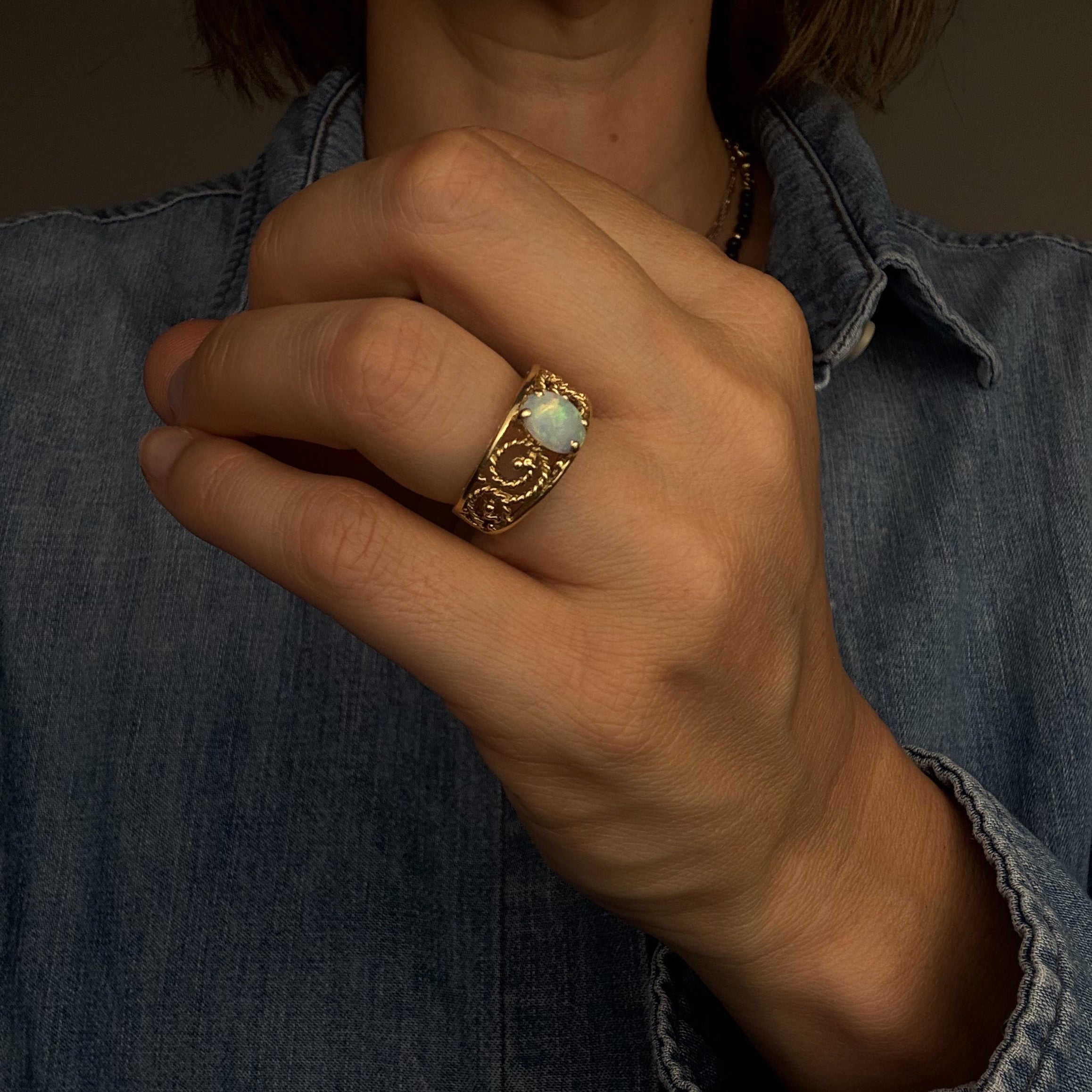 Opal Scrollwork Ring
