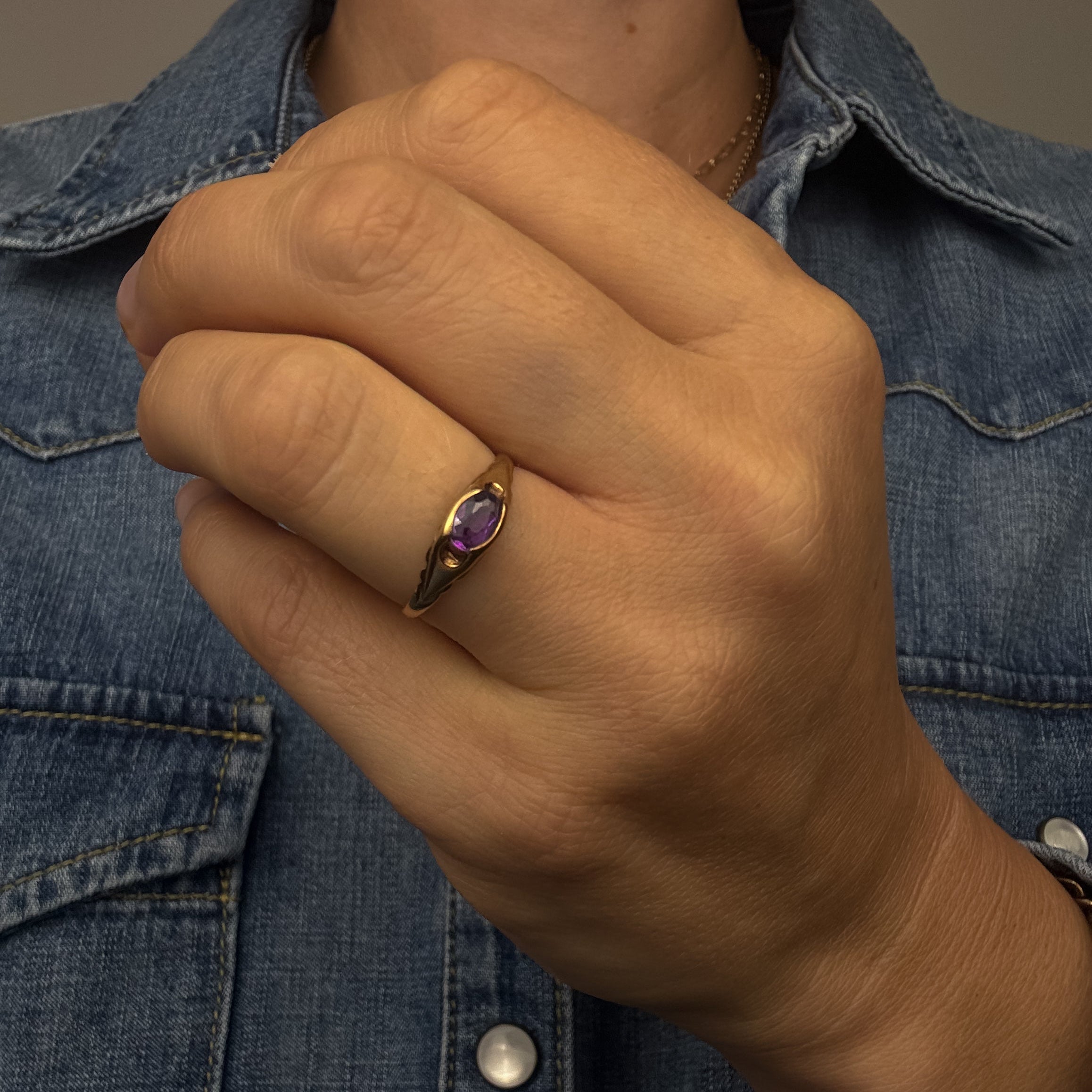 Solitaire Amethyst Ring