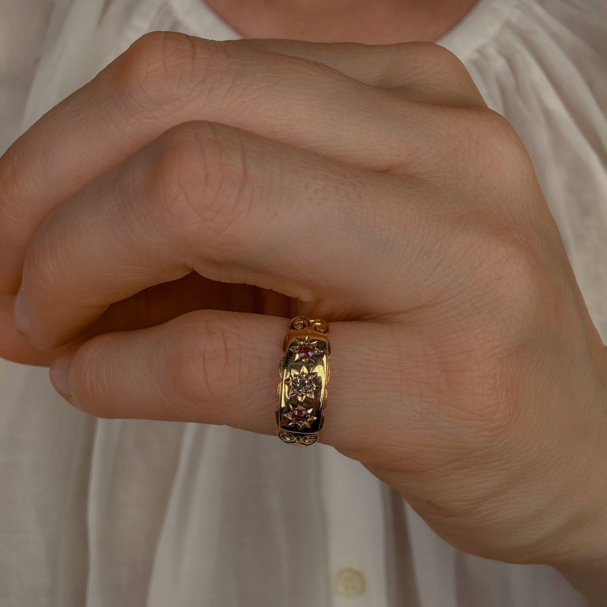 Antique Ruby and Diamond Trilogy Ring