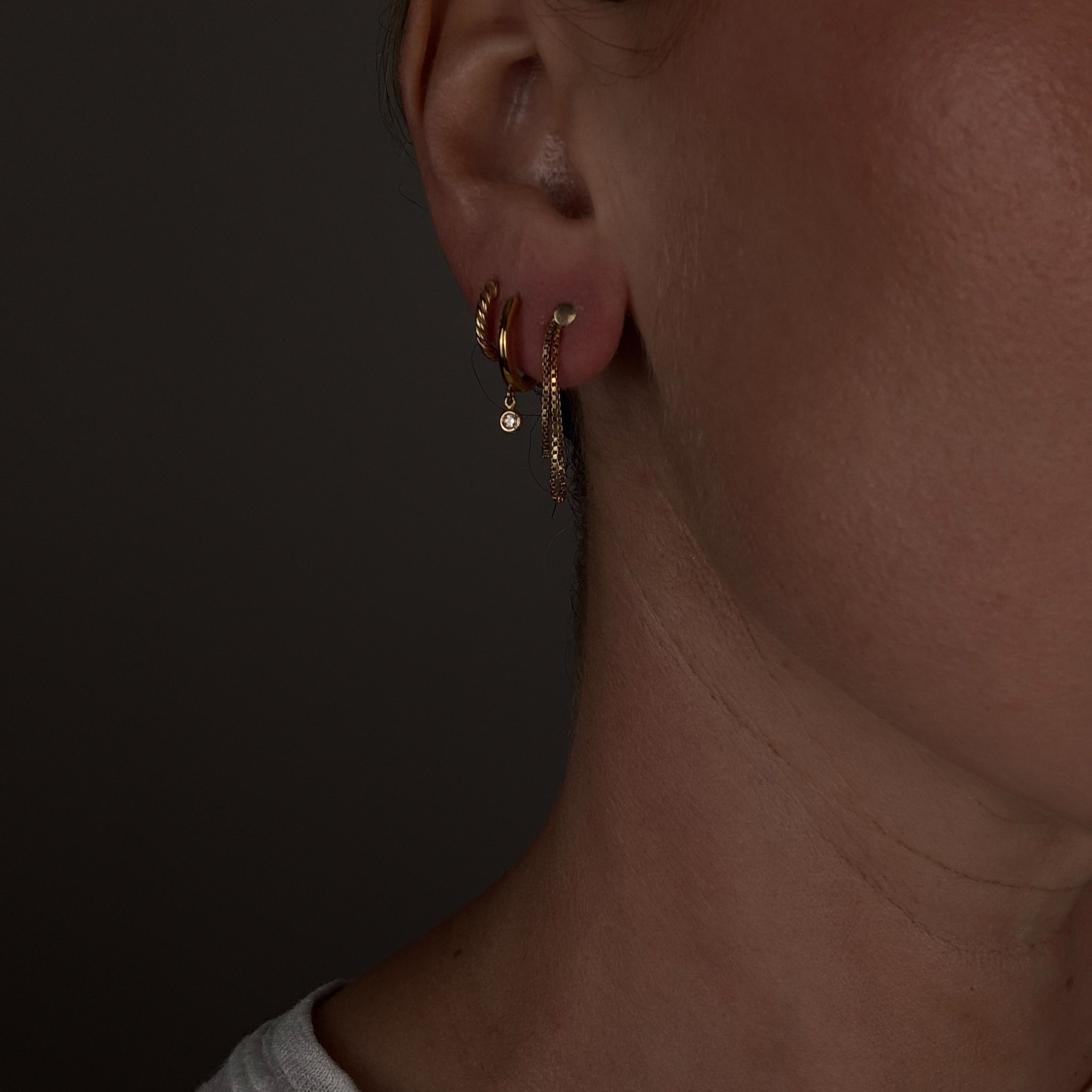 Double Box Chain Hoops