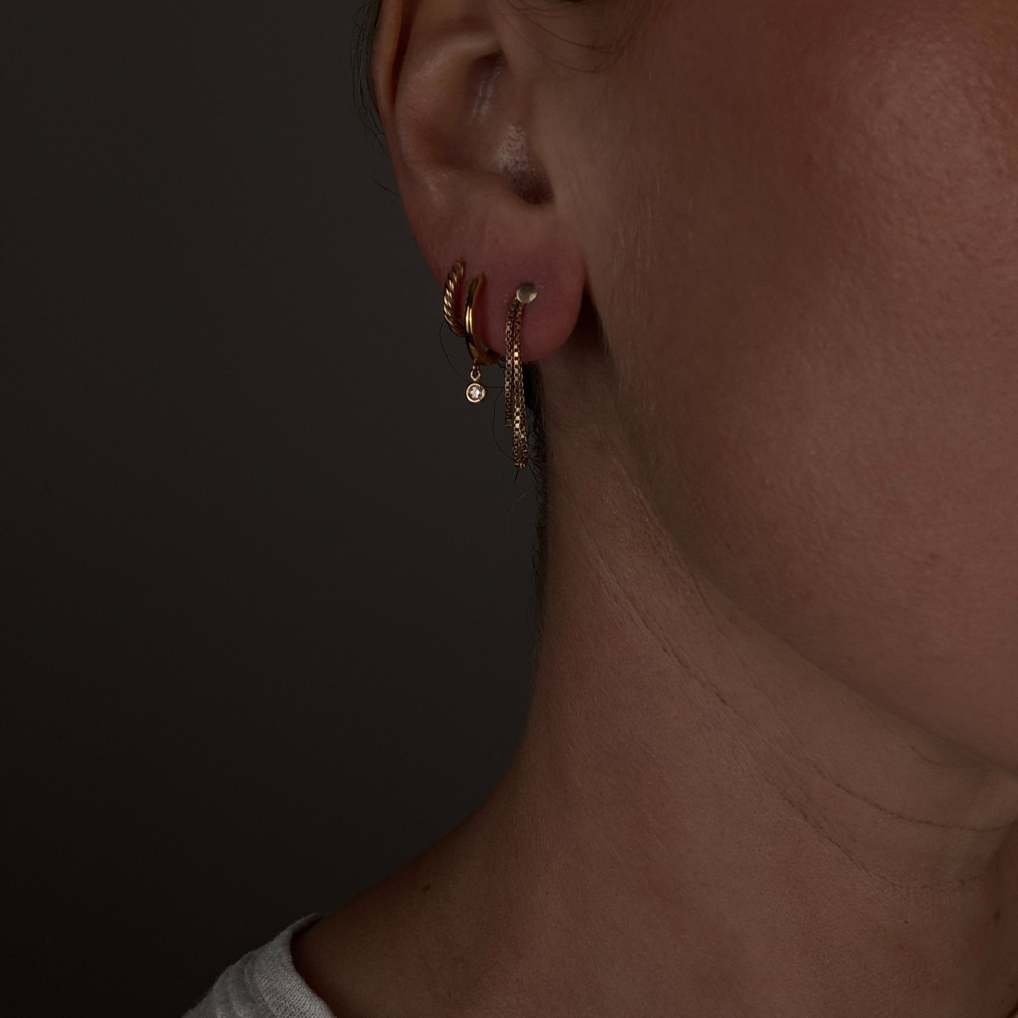 Double Box Chain Hoops