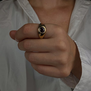 Flush Set Garnet Signet