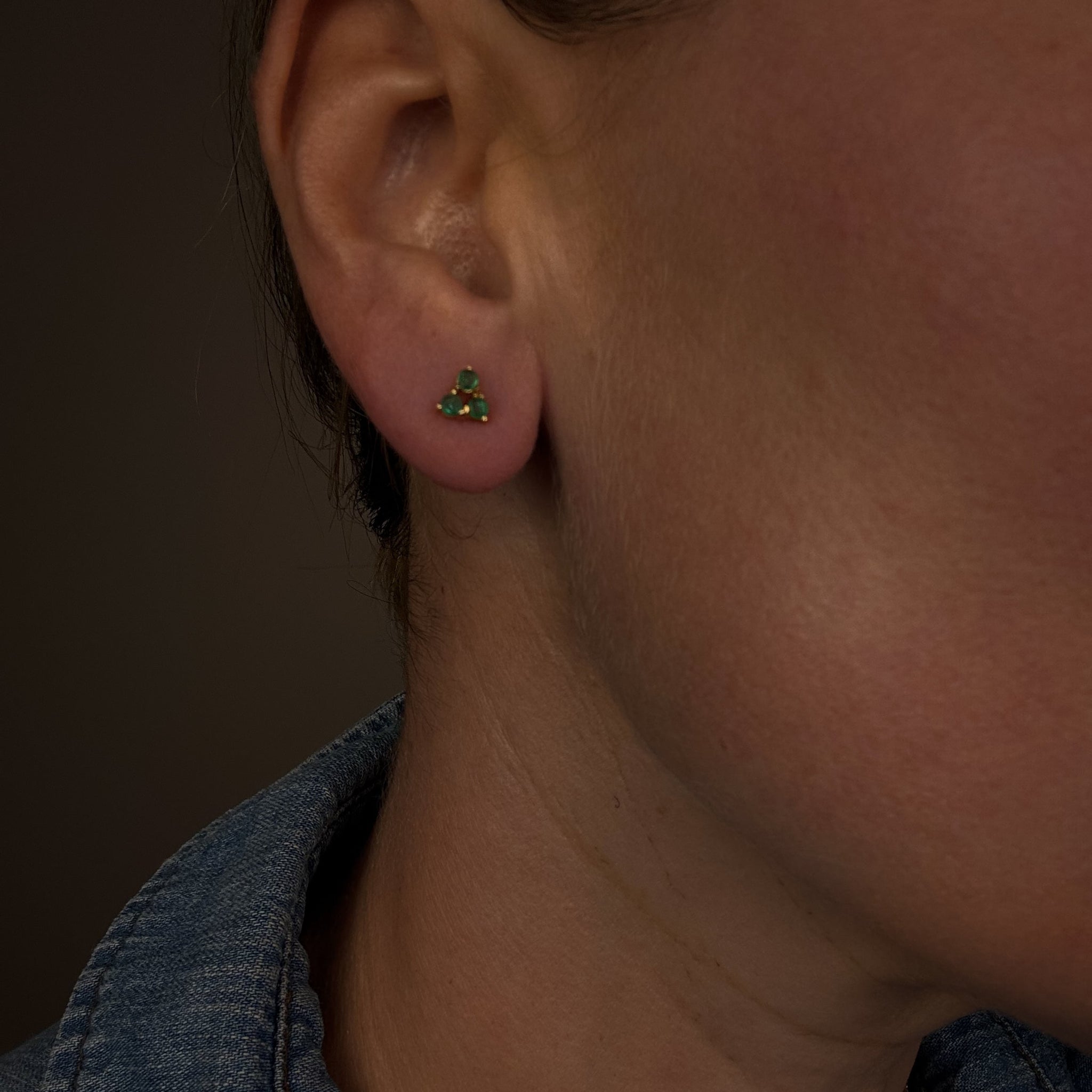 Emerald Trio Studs