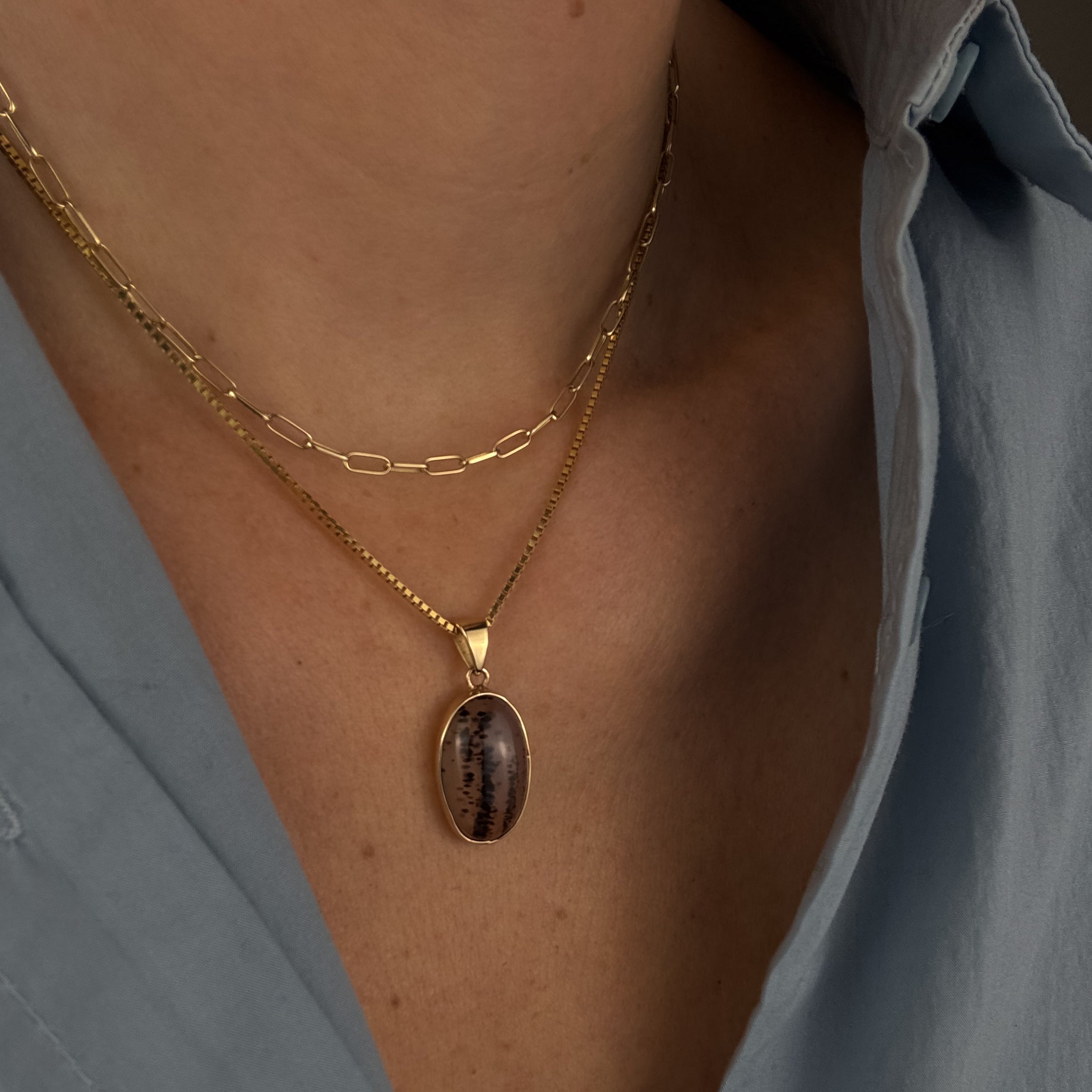 Bezel Set Dendritic Agate Pendant