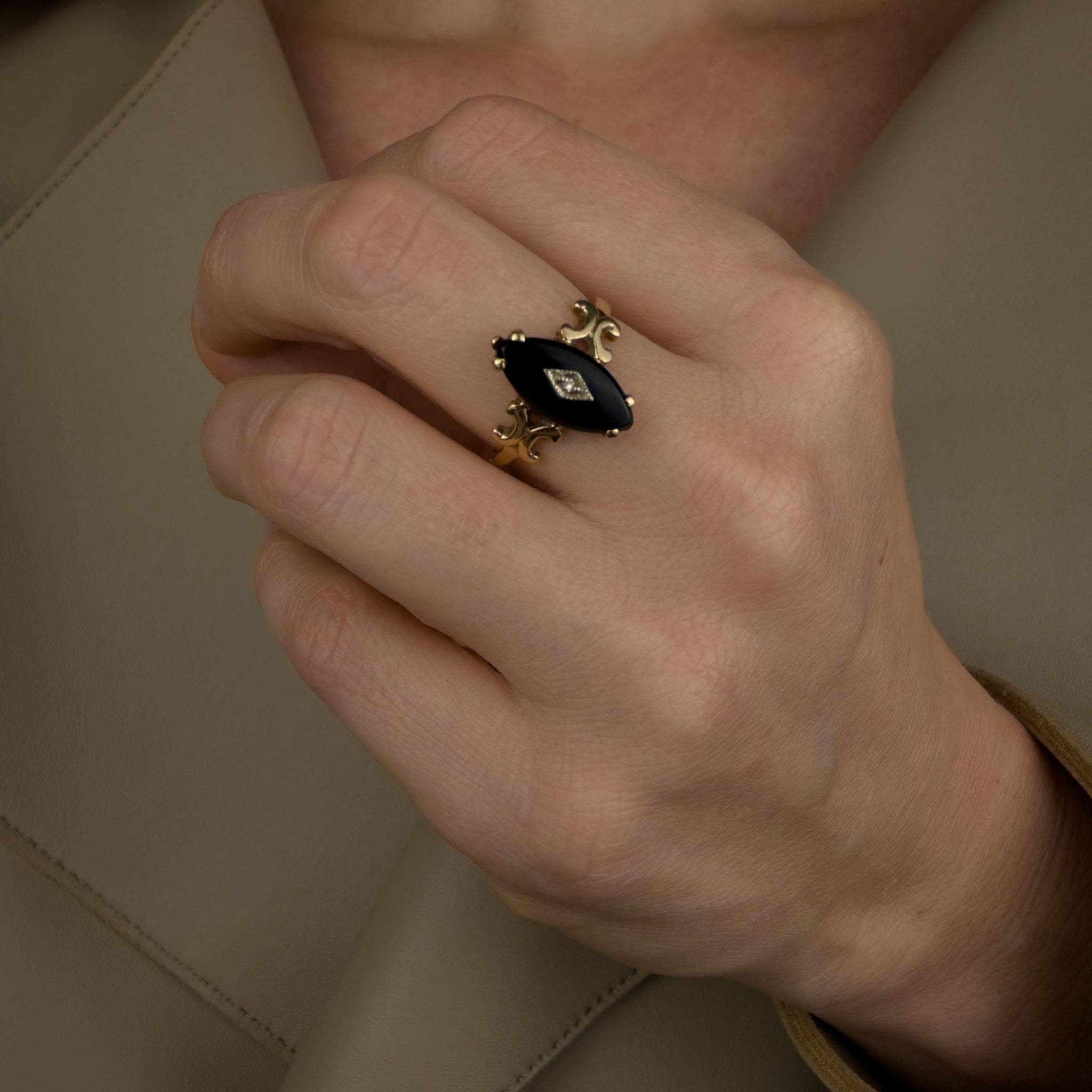 Onyx and Diamond Ring