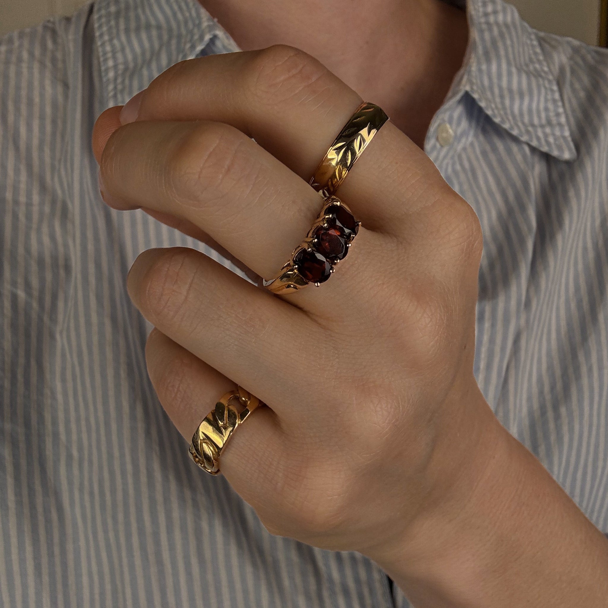 Garnet Trilogy Ring