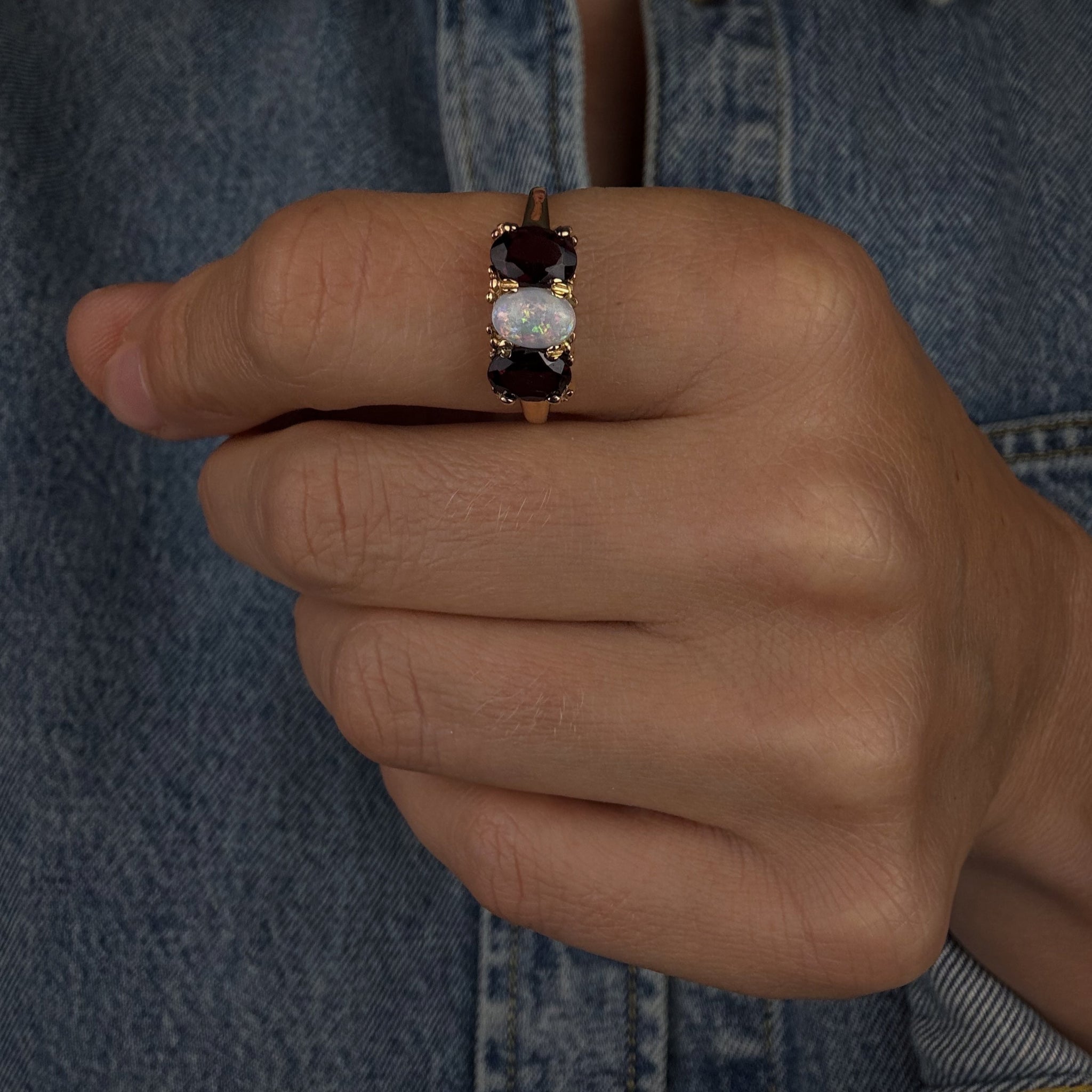 Garnet and Opal Trilogy Ring