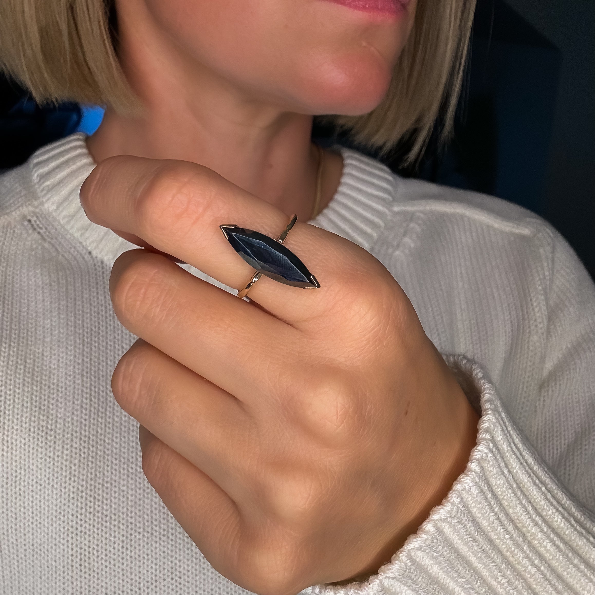 Hematite Navette Ring