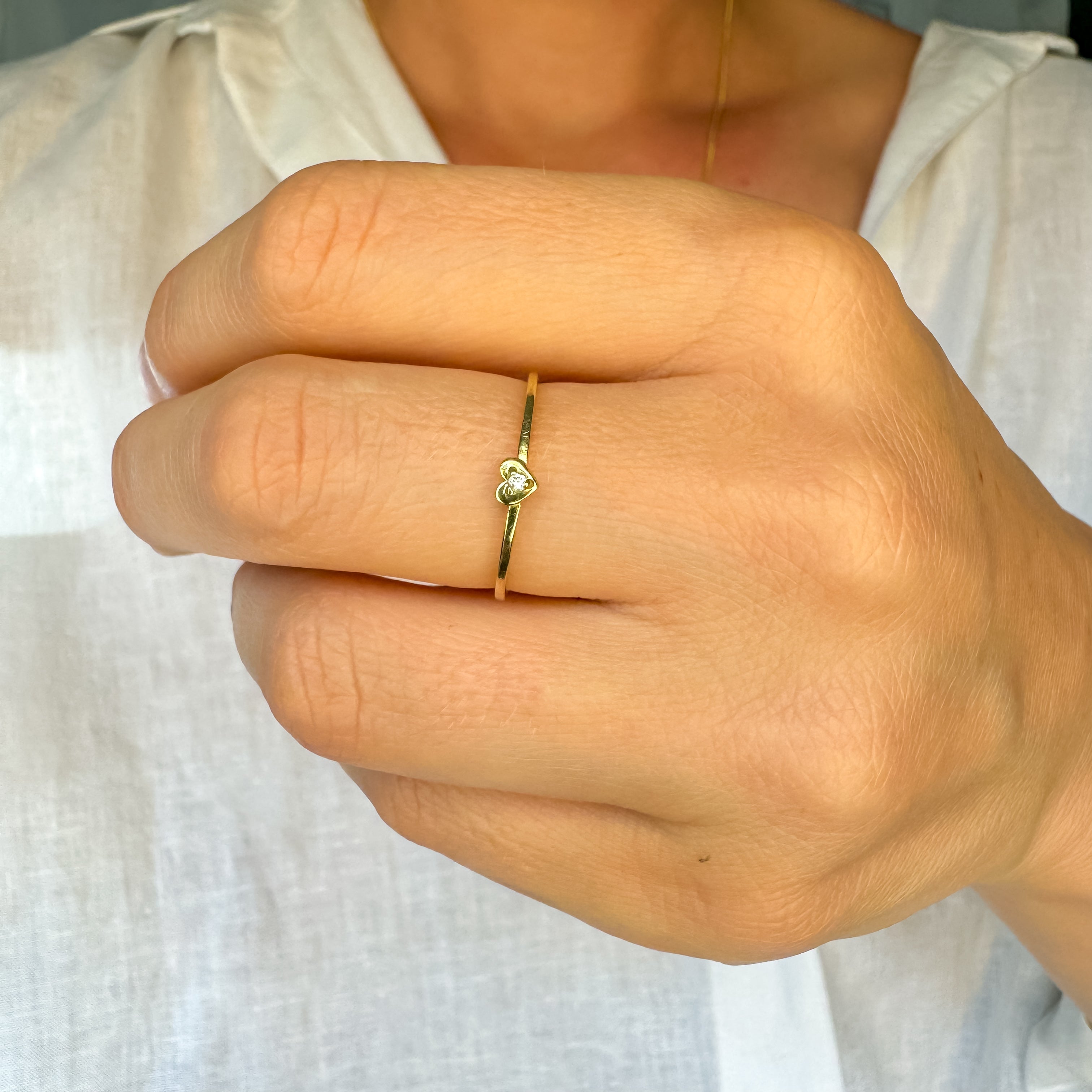 Dainty Diamond Heart Ring