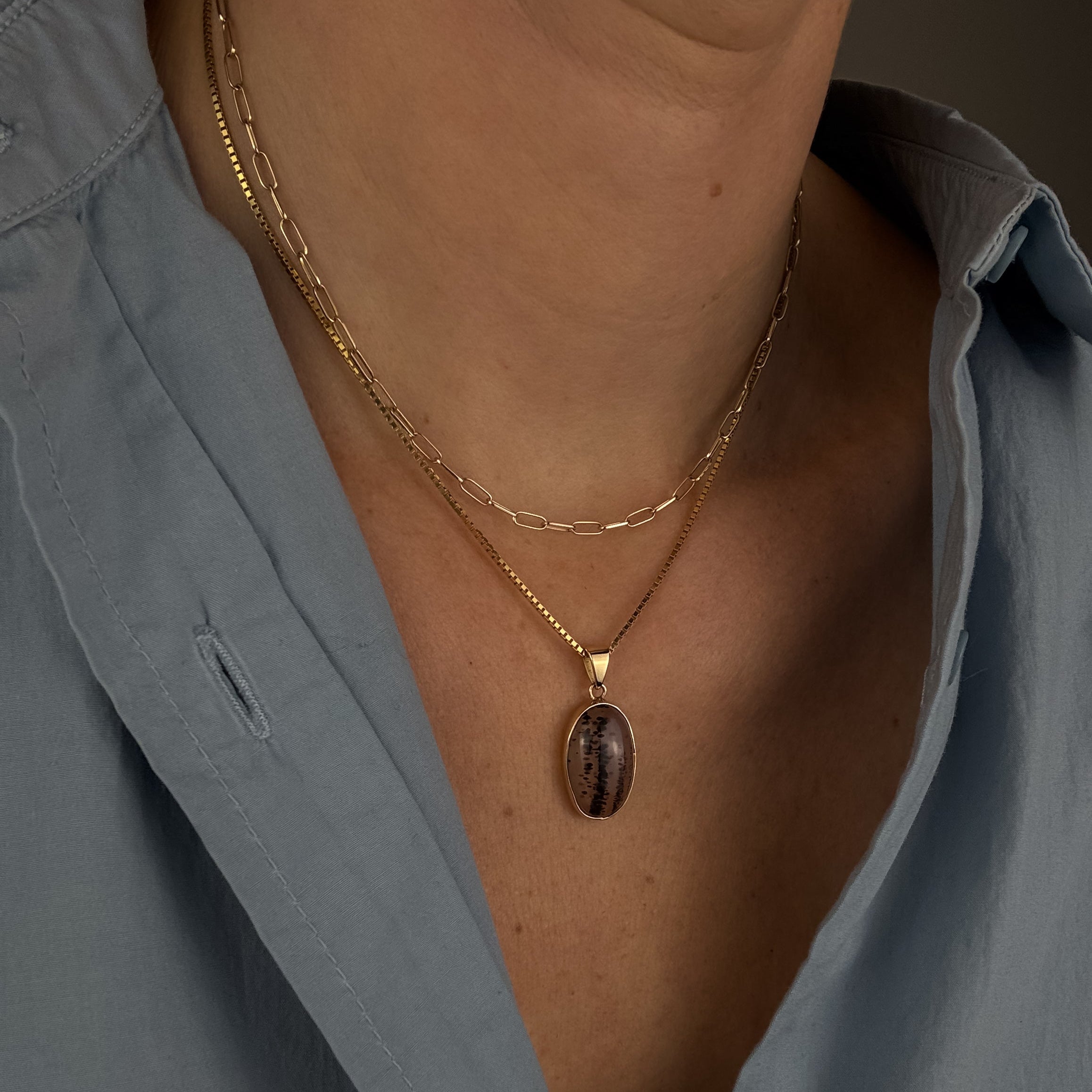 Bezel Set Dendritic Agate Pendant