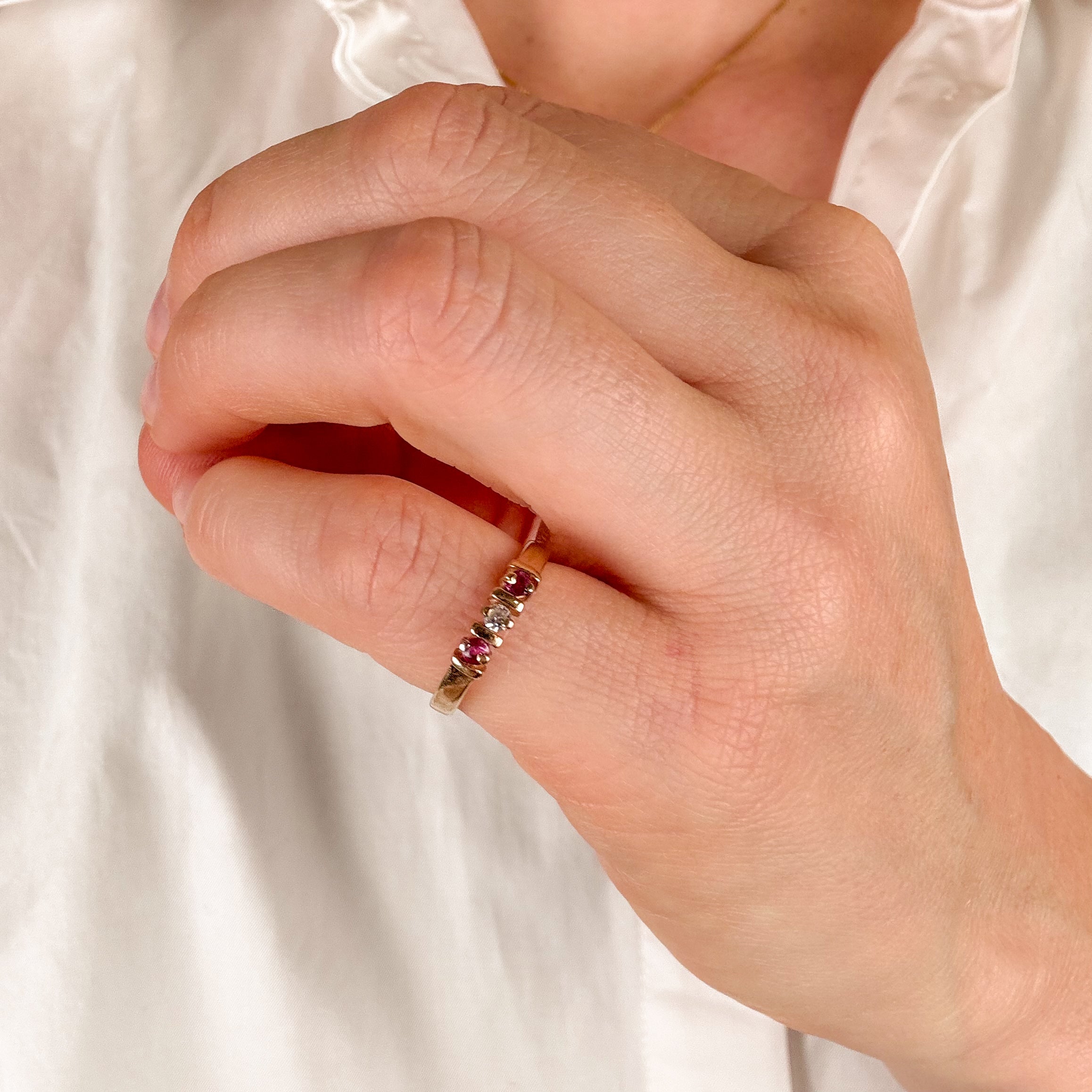 Diamond and Ruby Trilogy Pinky Ring