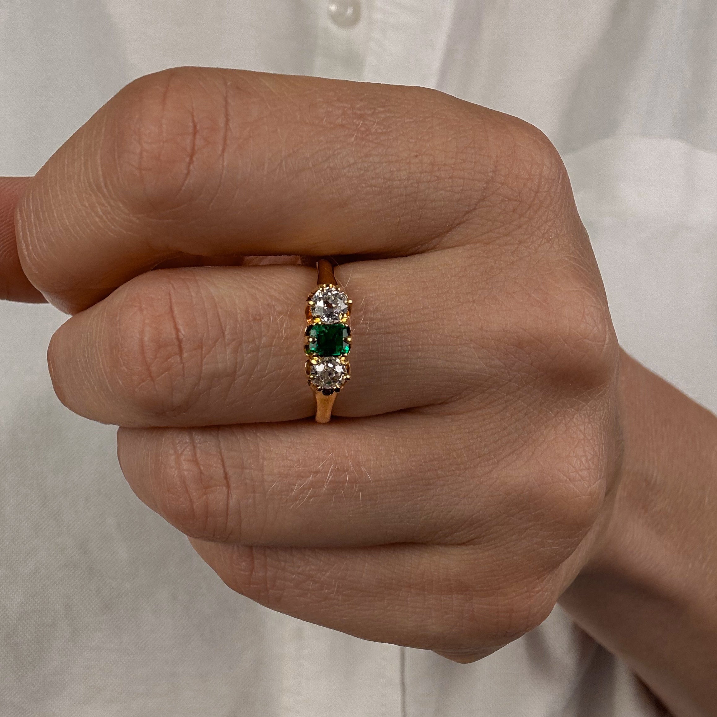 Emerald and Diamond Trilogy Ring