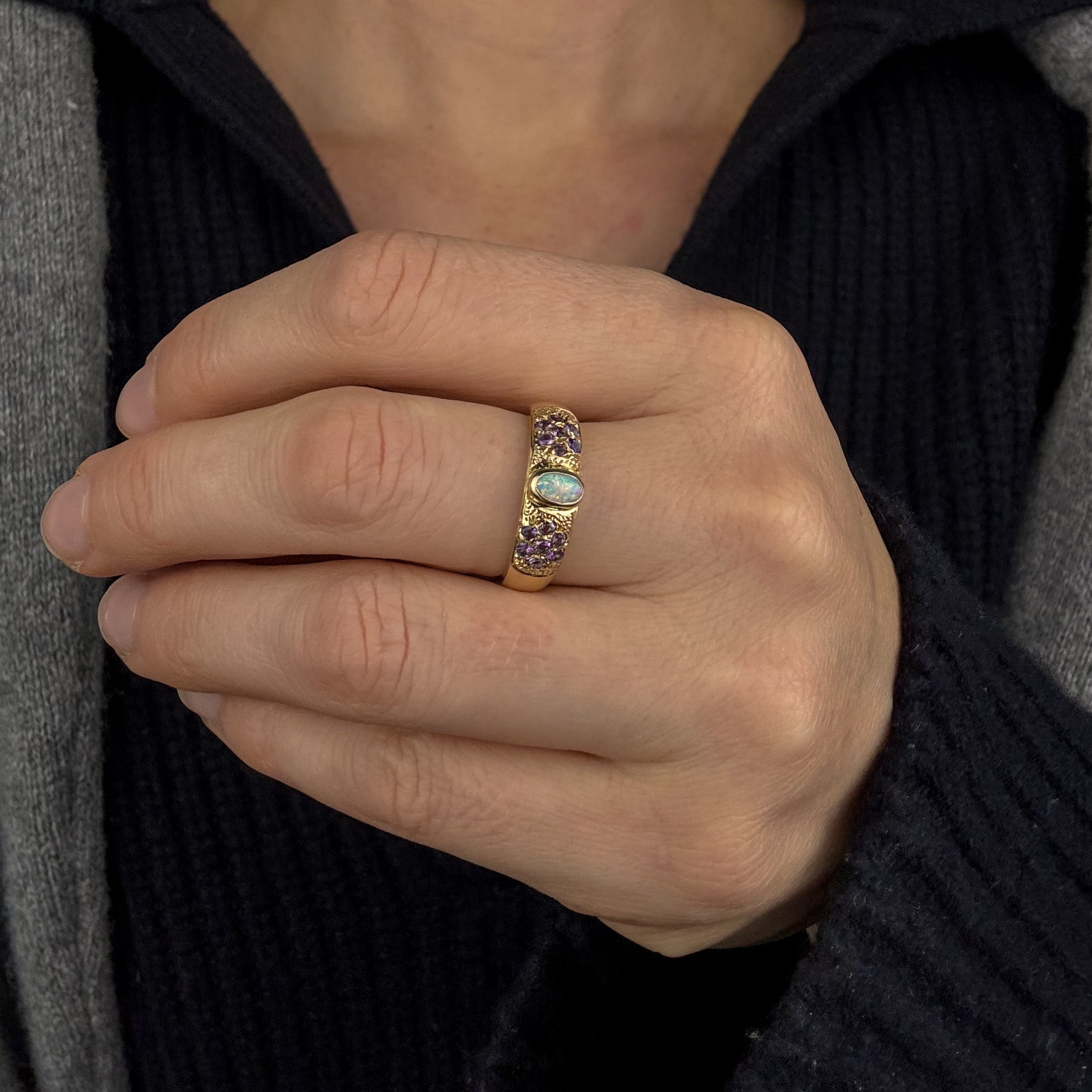 Opal and Amethyst Ring