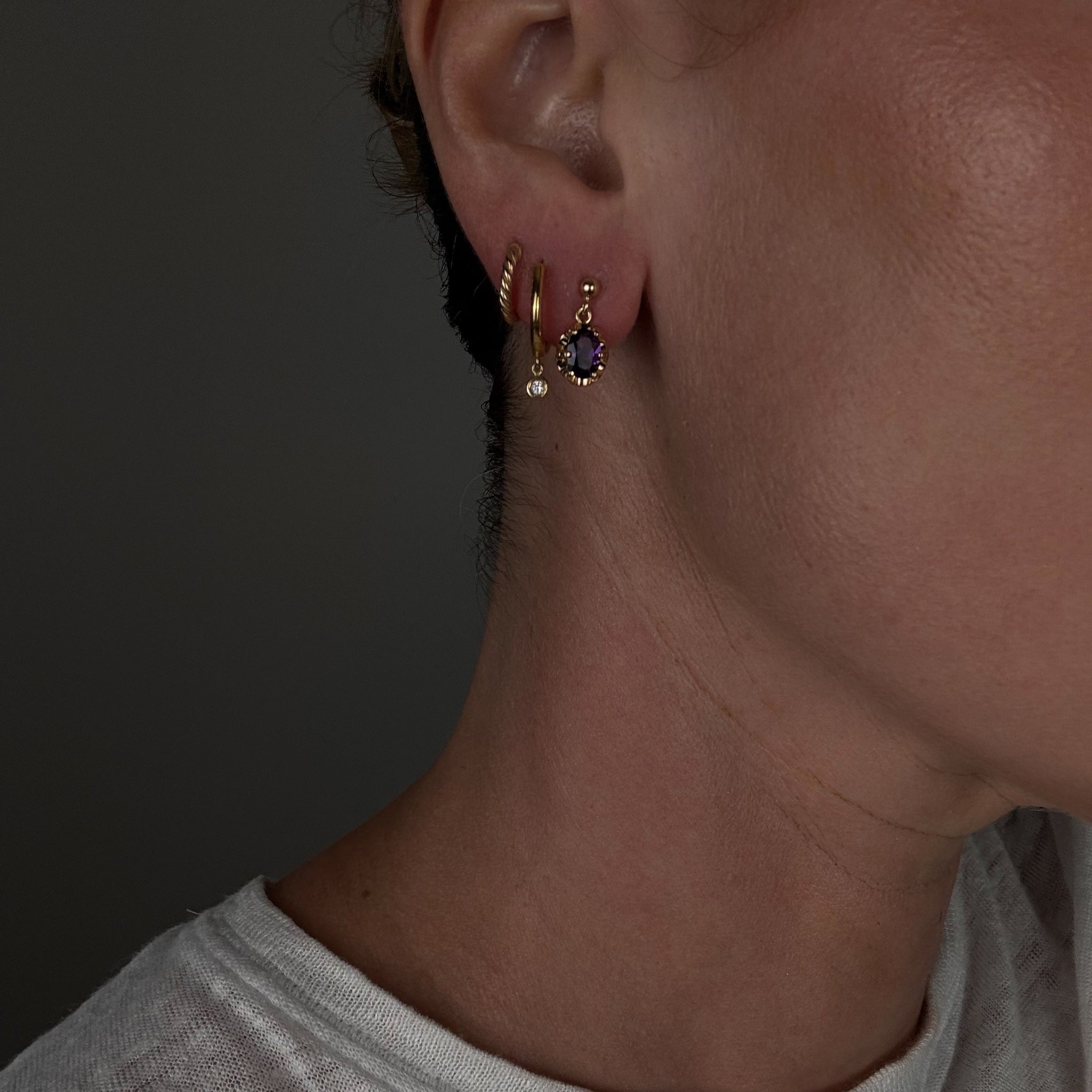 Amethyst Drop Studs