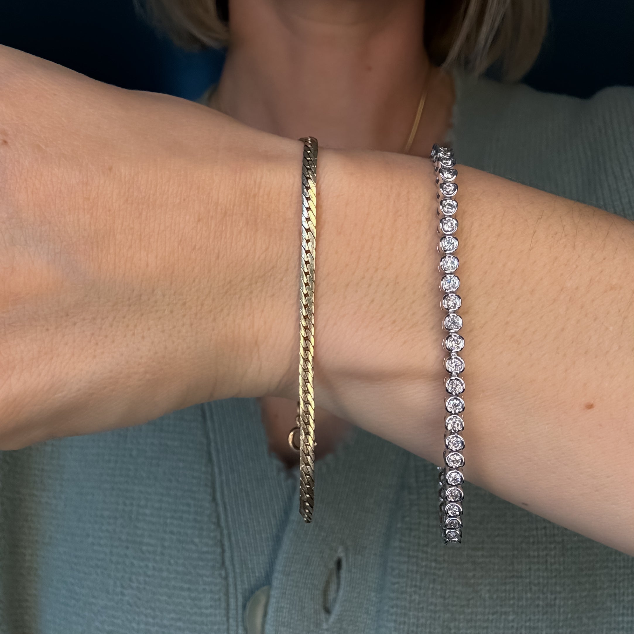 vintage 7.5" Herringbone Chain Bracelet