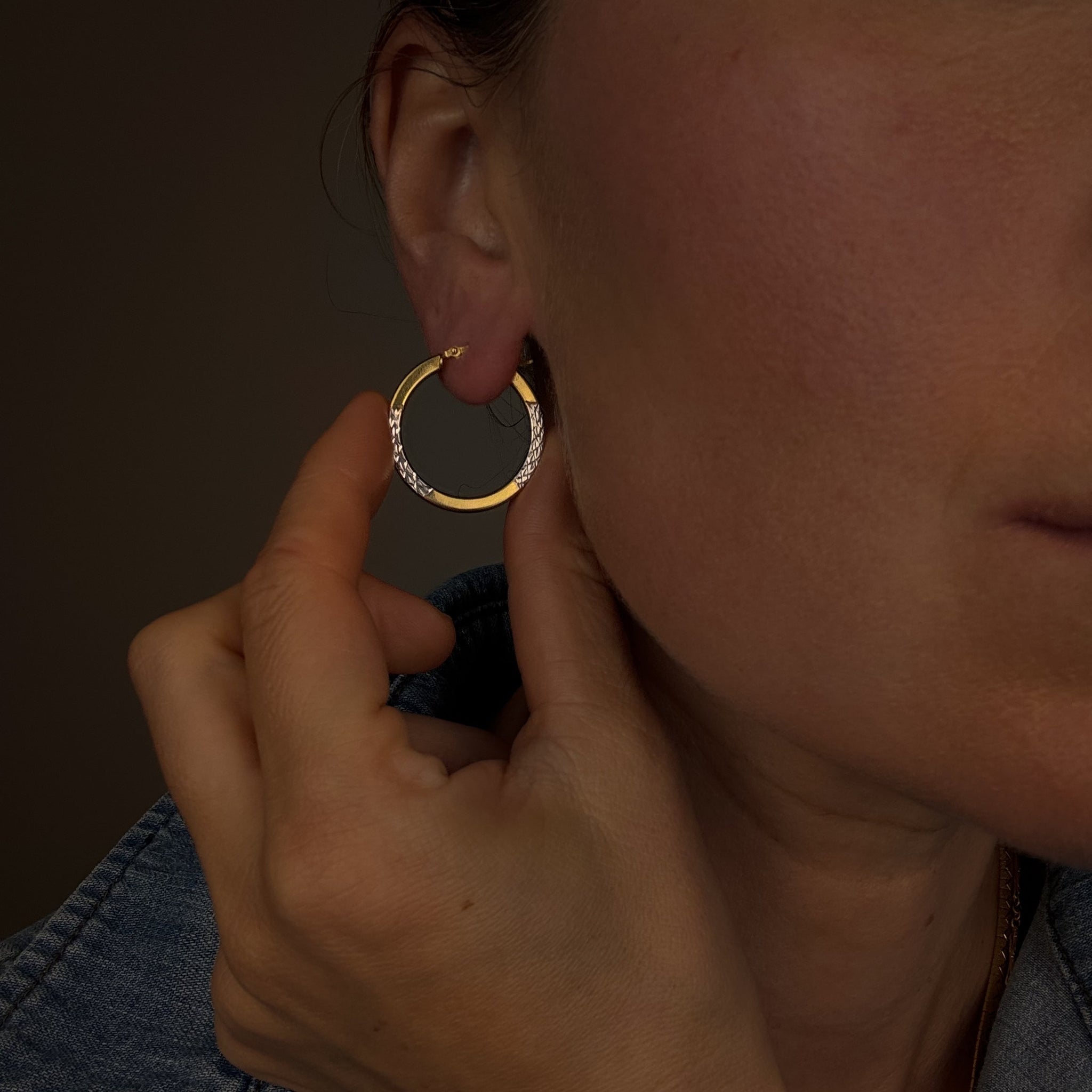 25.8mm Two-Tone Etched Hoops