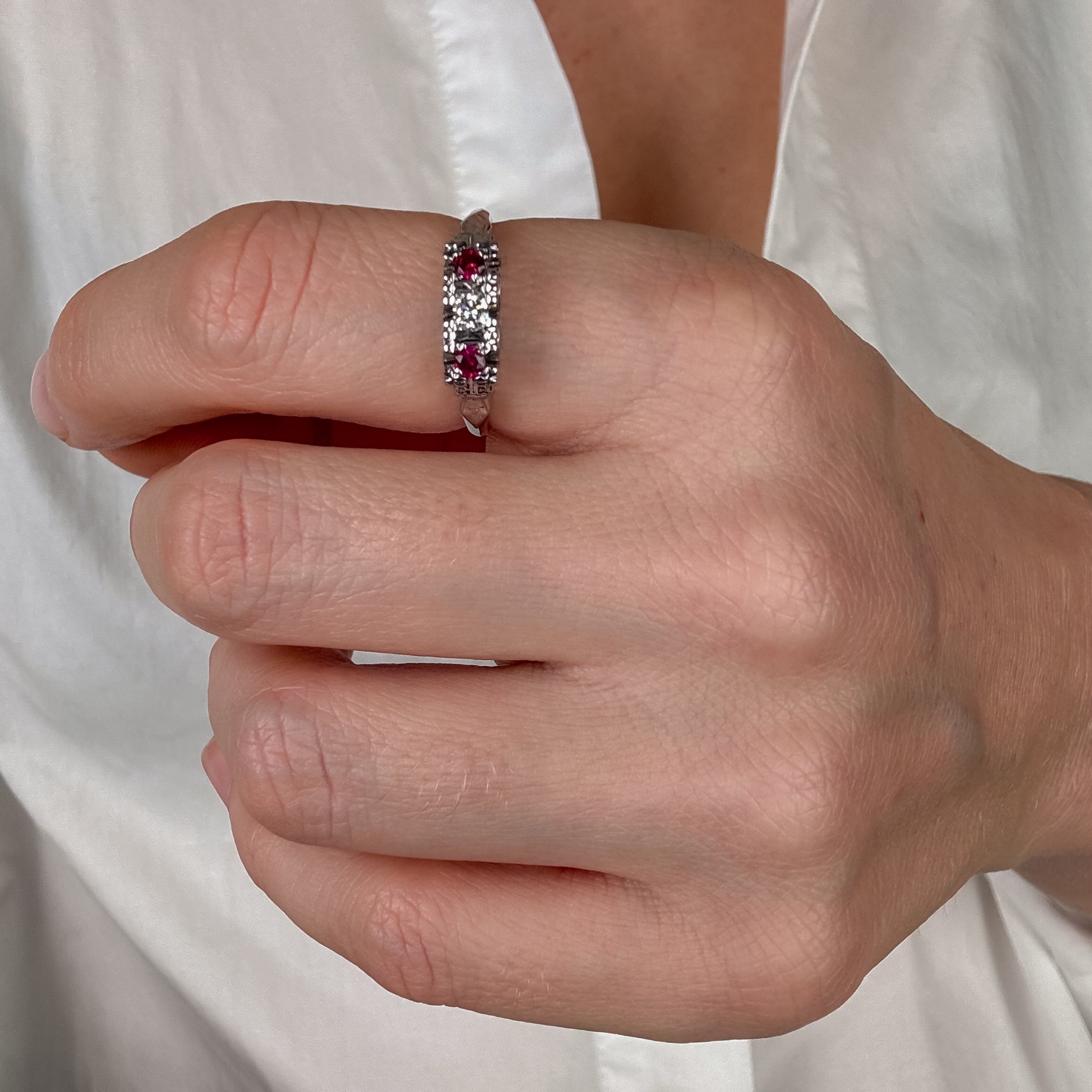 Antique Ruby Trilogy RIng