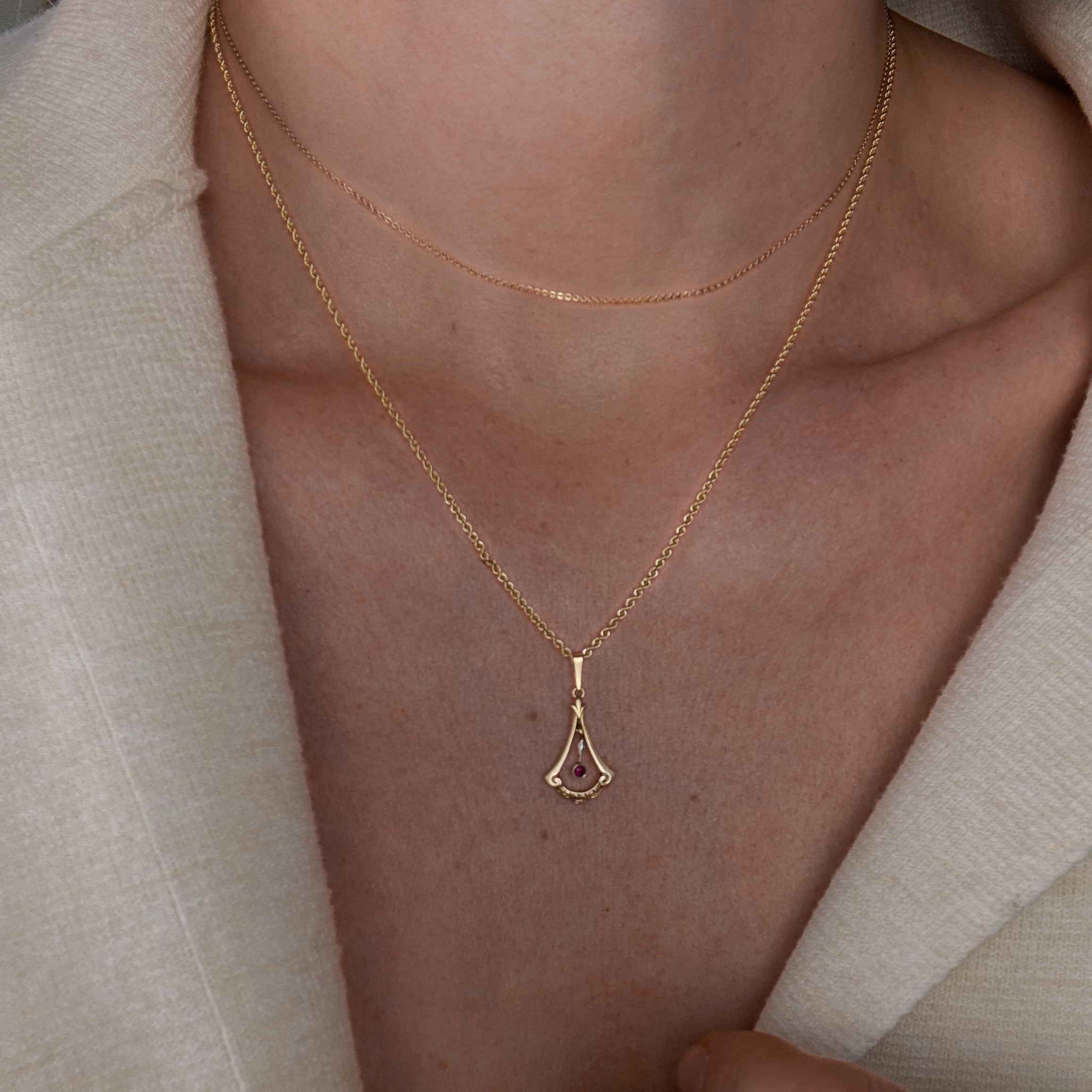 Dainty Drop Ruby Pendant