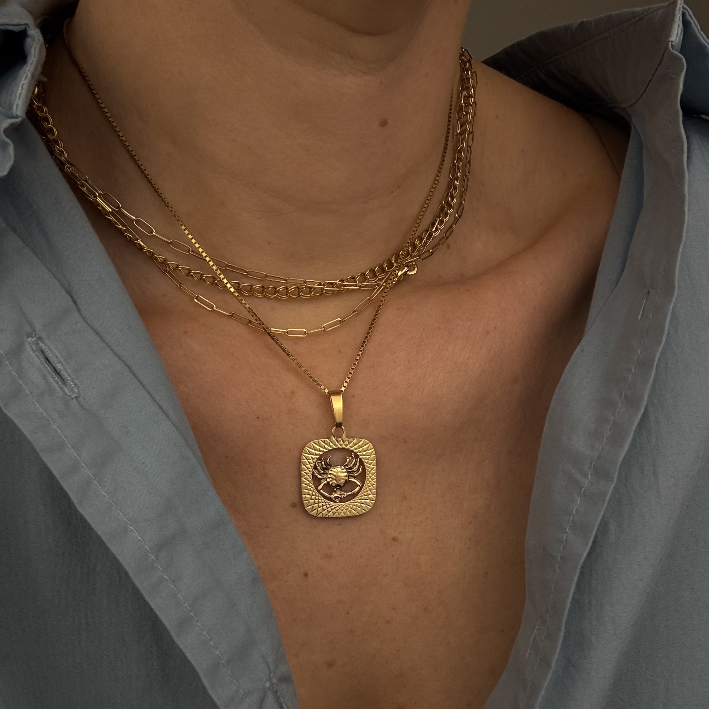 Square Cancer Zodiac Charm