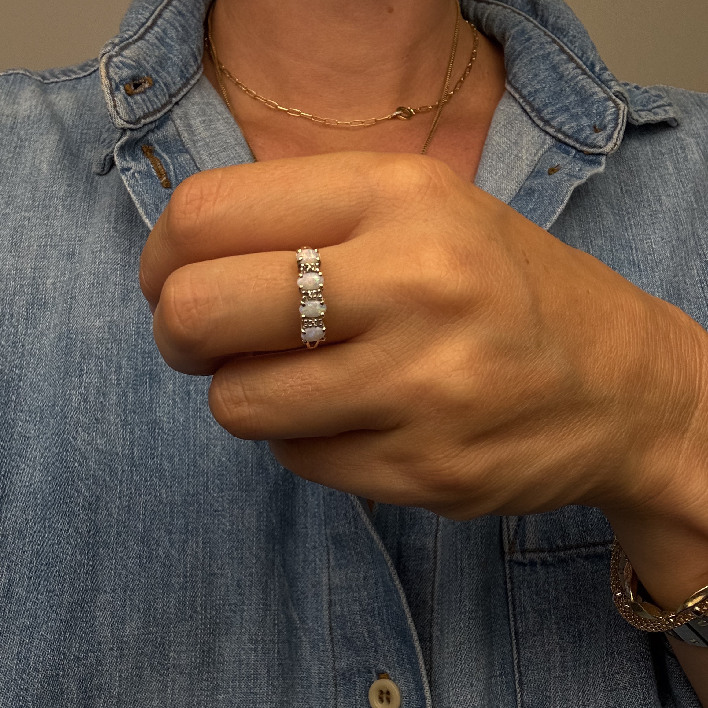 4 Opal and Diamond Band