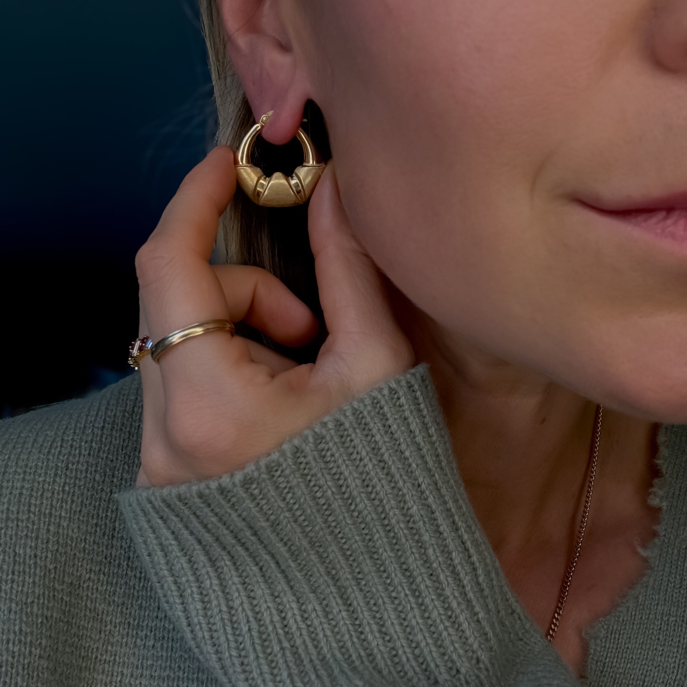26.2 mm Geometric Satin Gold Hoop Earrings