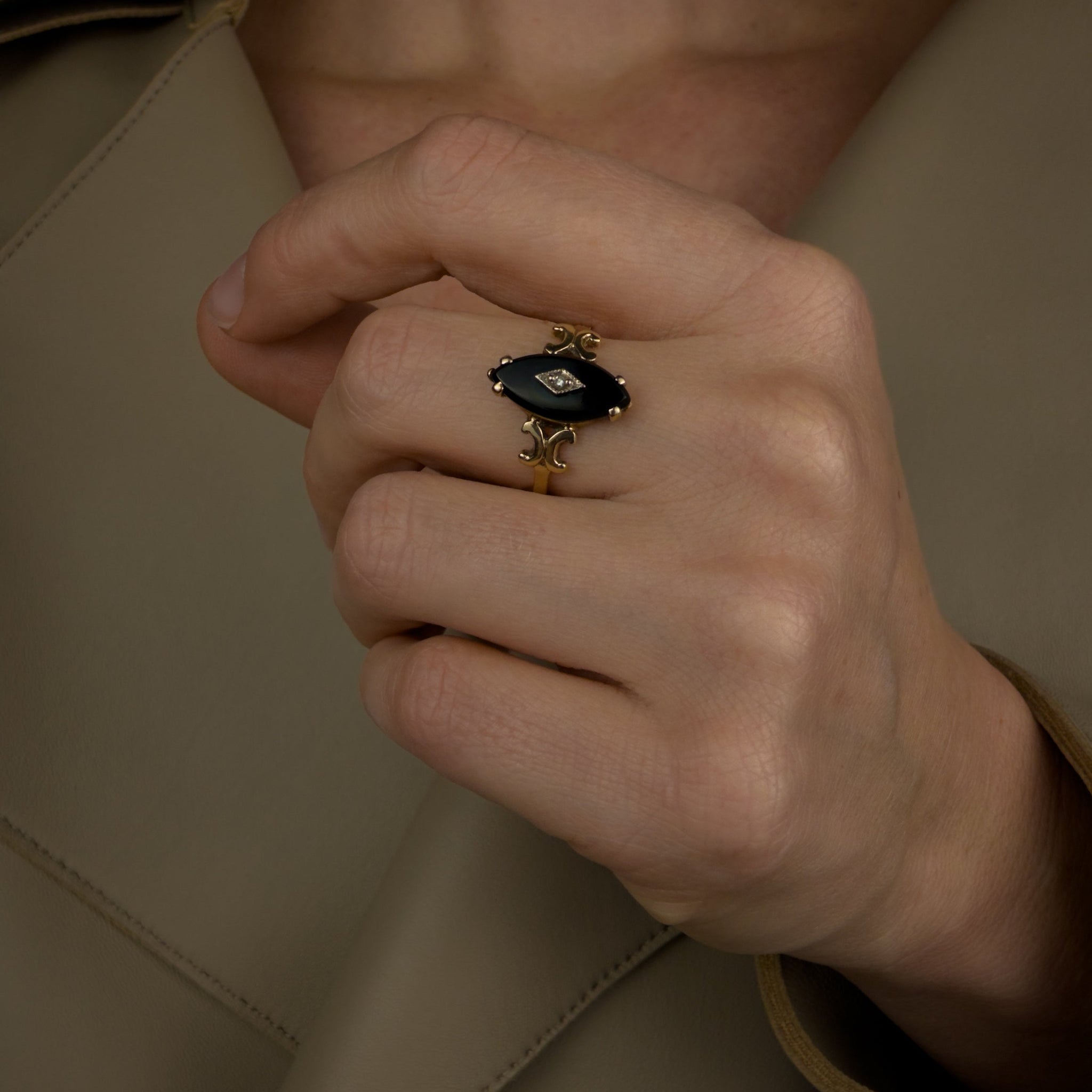 Onyx and Diamond Ring
