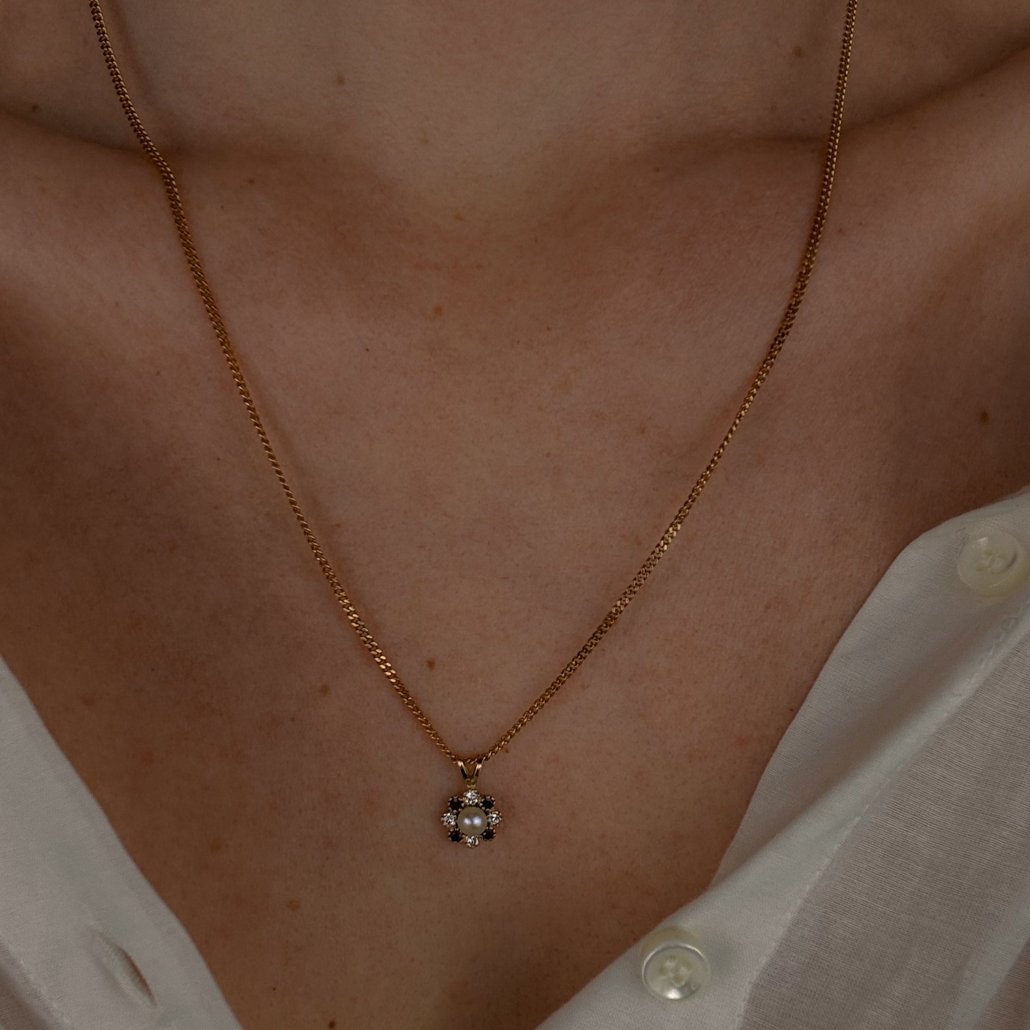 Ruby and Diamond Flower Charm