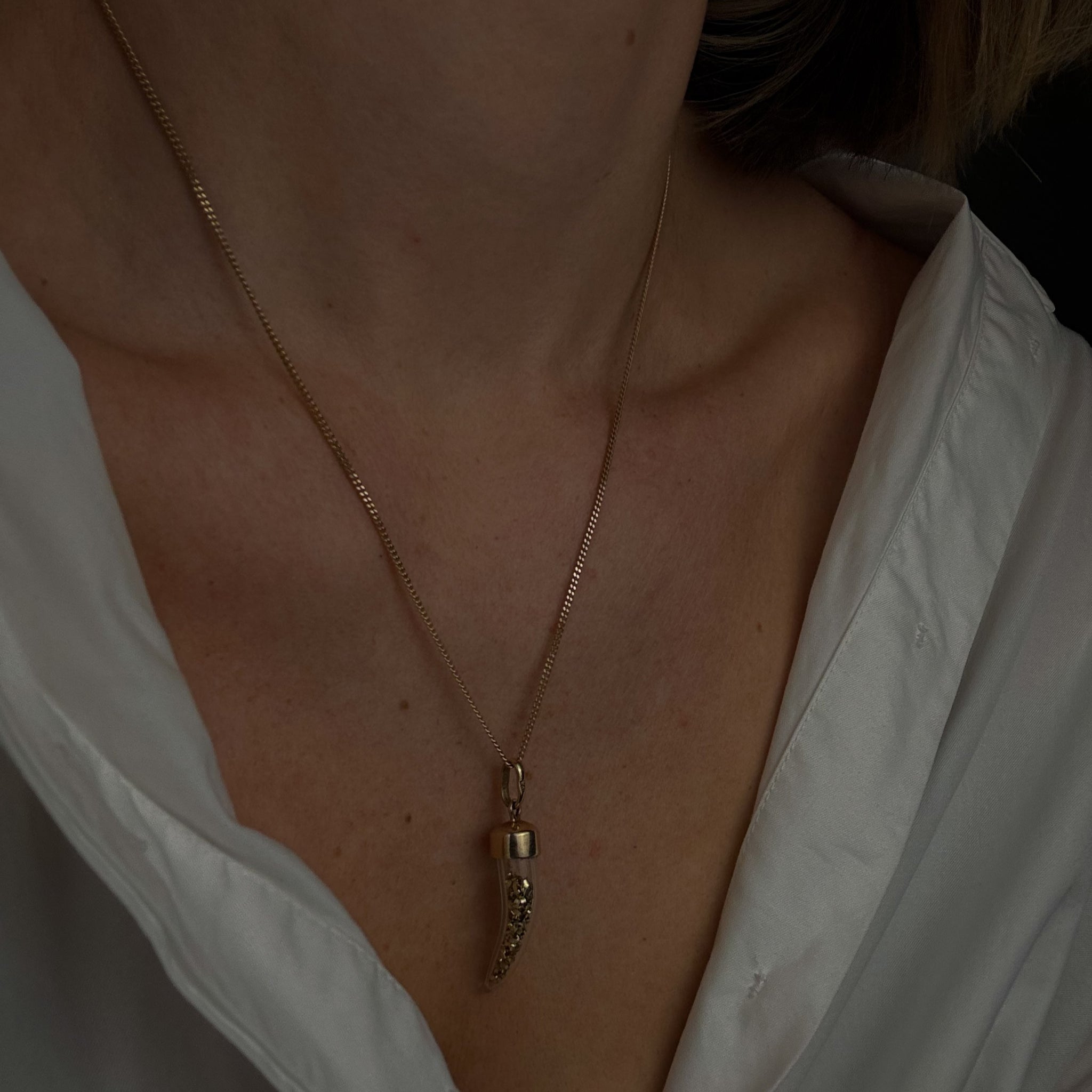 Gold Flake Horn Charm