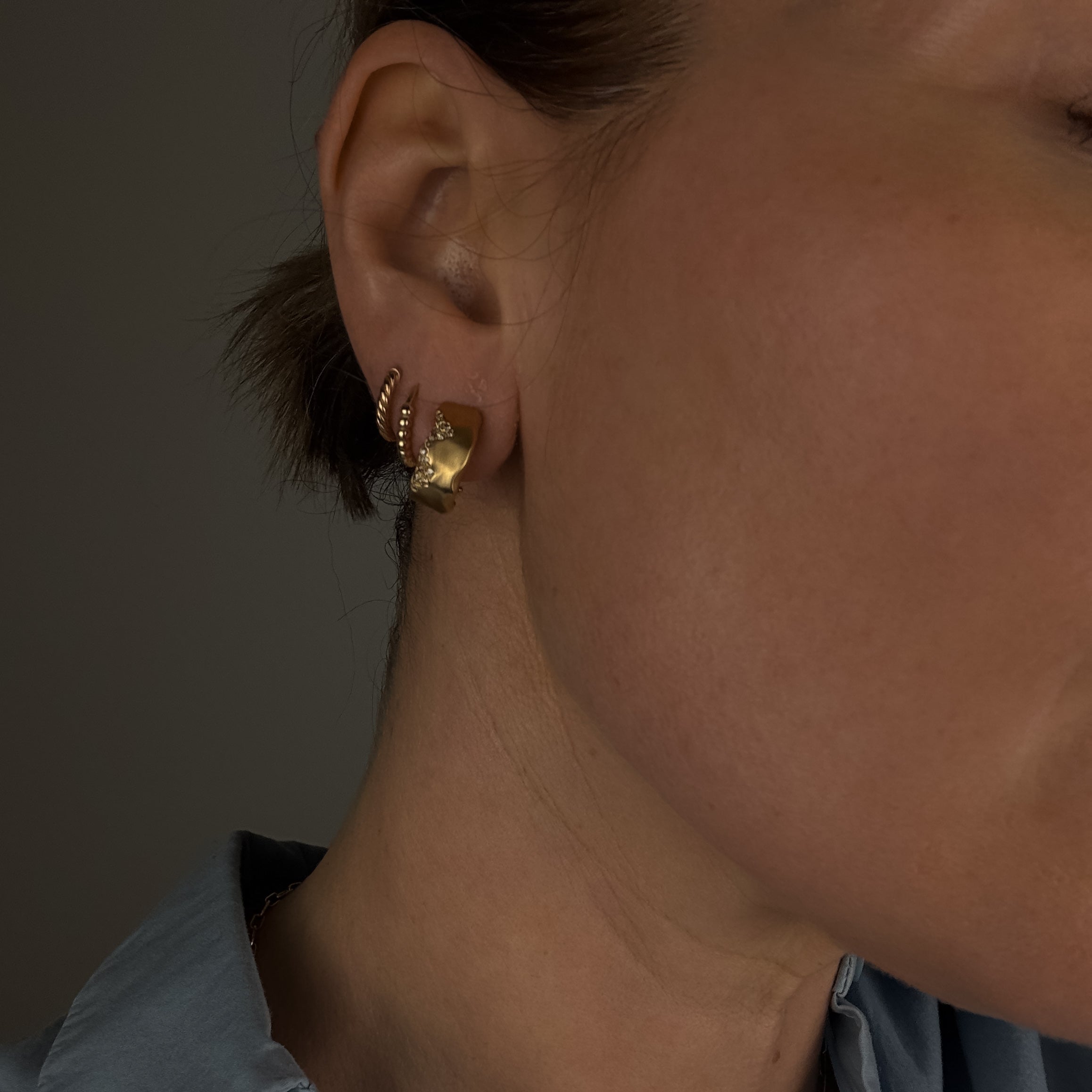 Organic Pavé Diamond Hoops