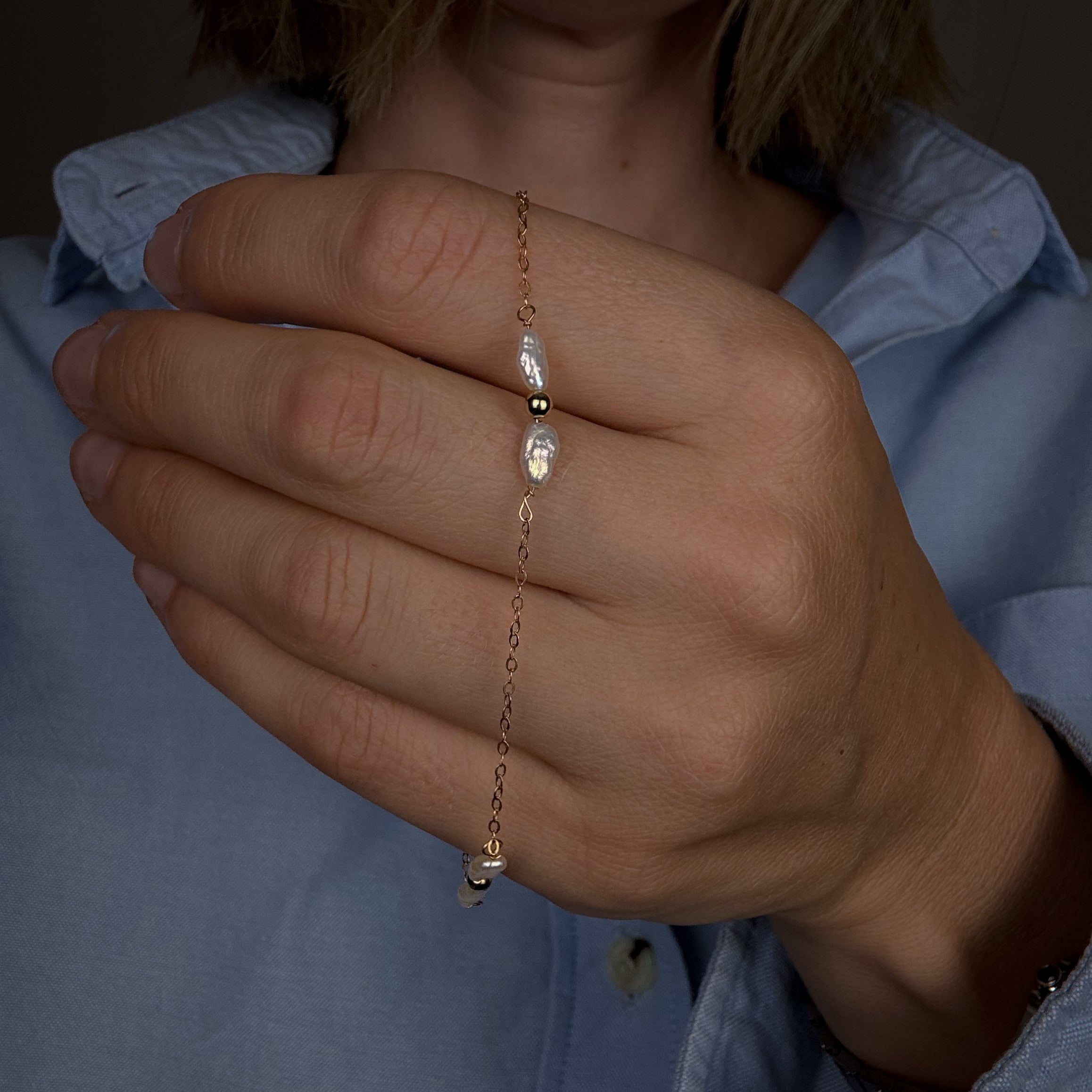 Vintage Pearl and Gold Bead Bracelet