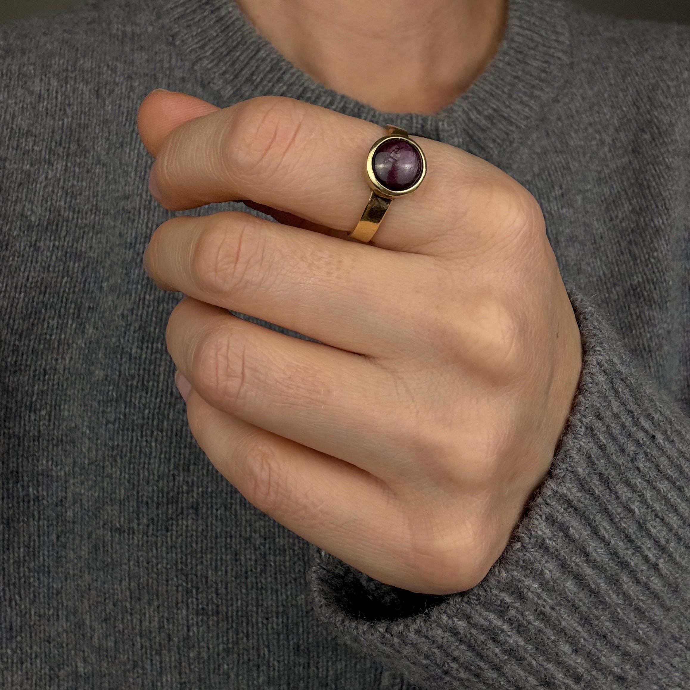 Bezel Set Natural Star Ruby Ring