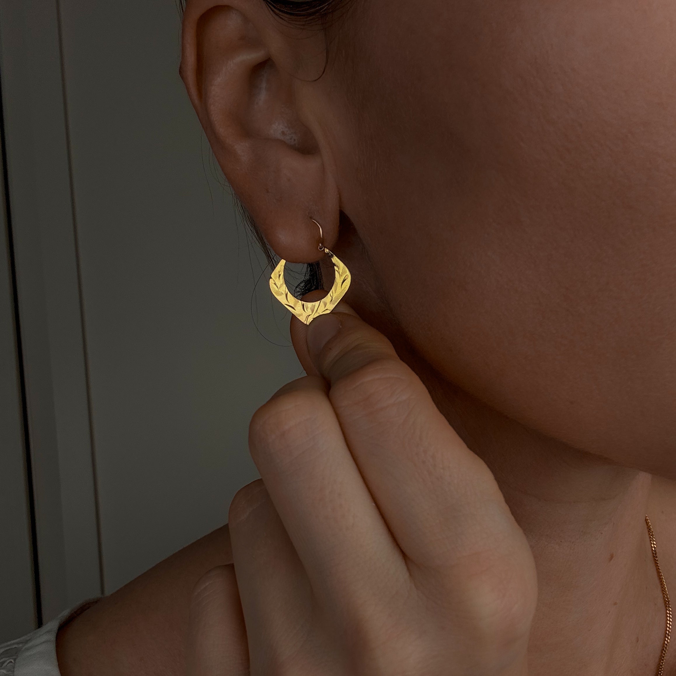24 mm Drop Square Gold Hoops