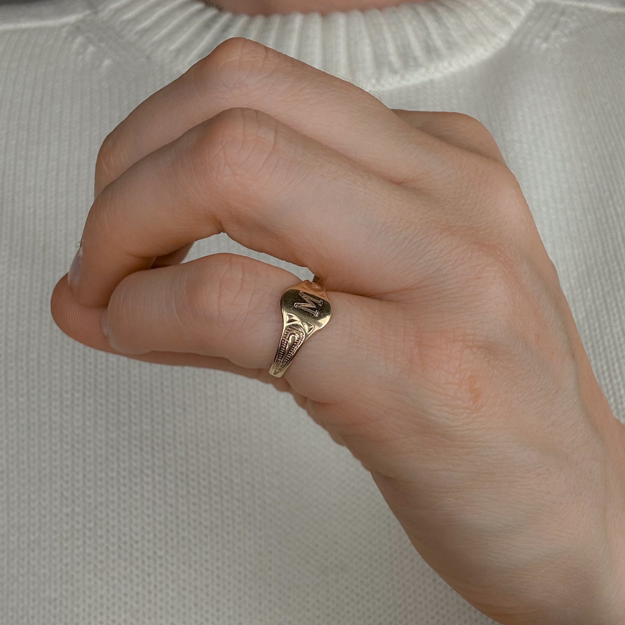 Oval 'M' Signet Ring