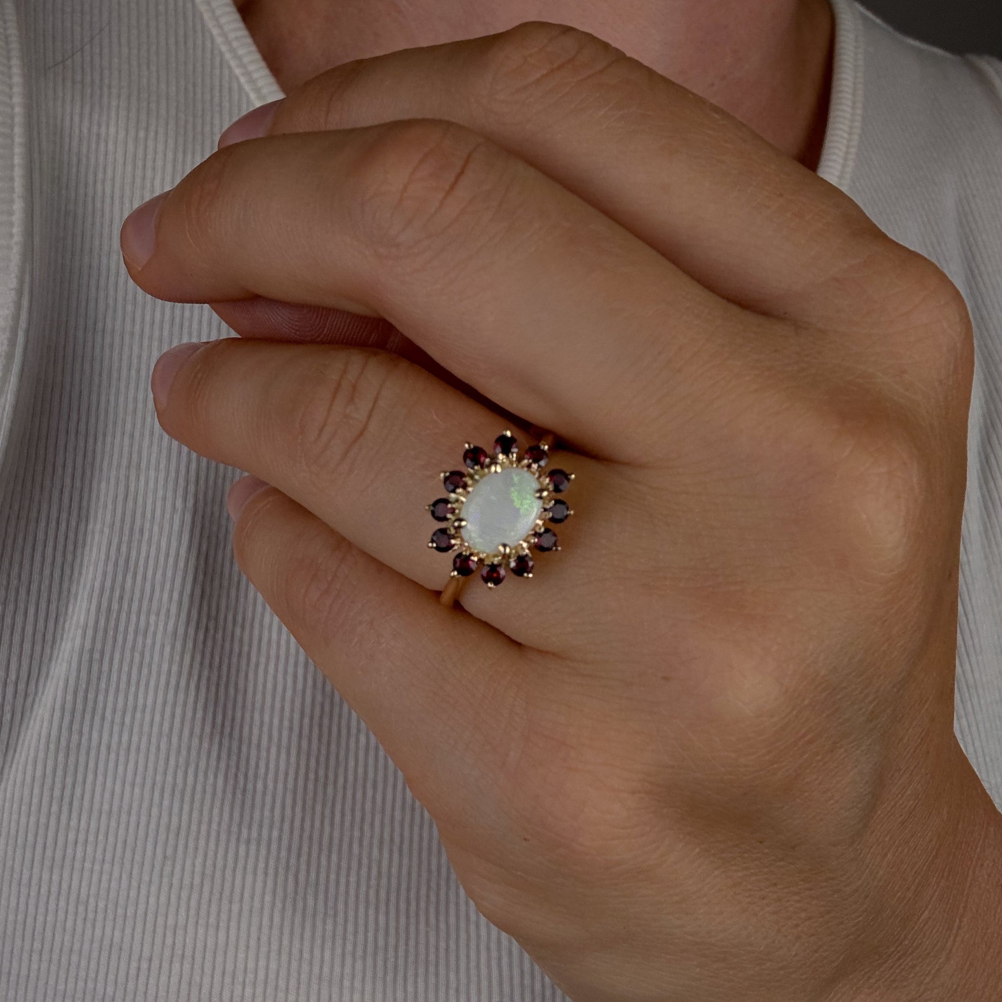 Garnet Halo Ring