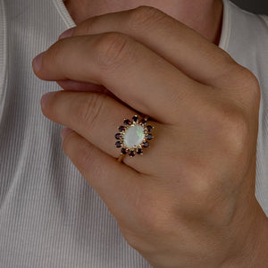Garnet Halo Ring