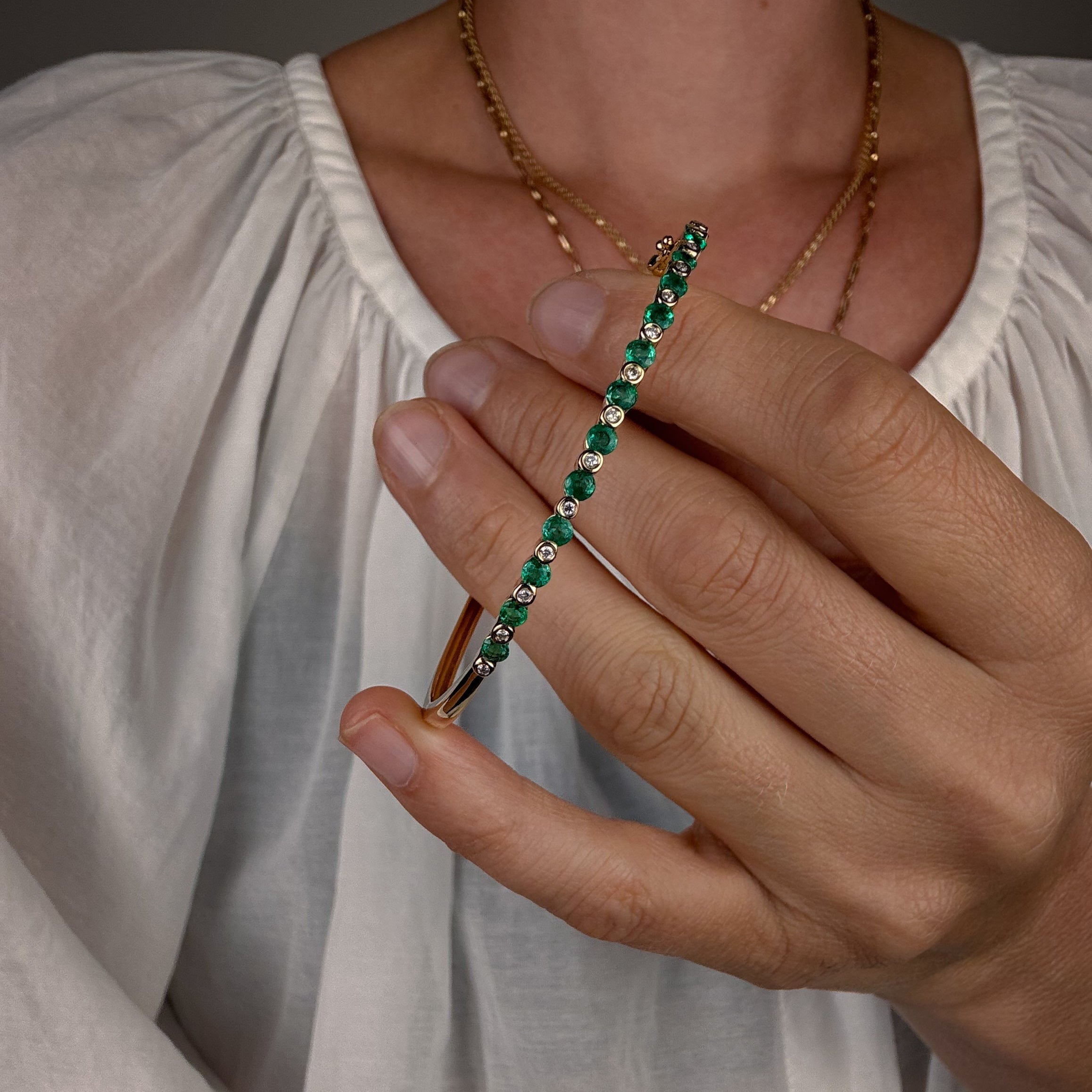 Emerald and Diamond Bangle