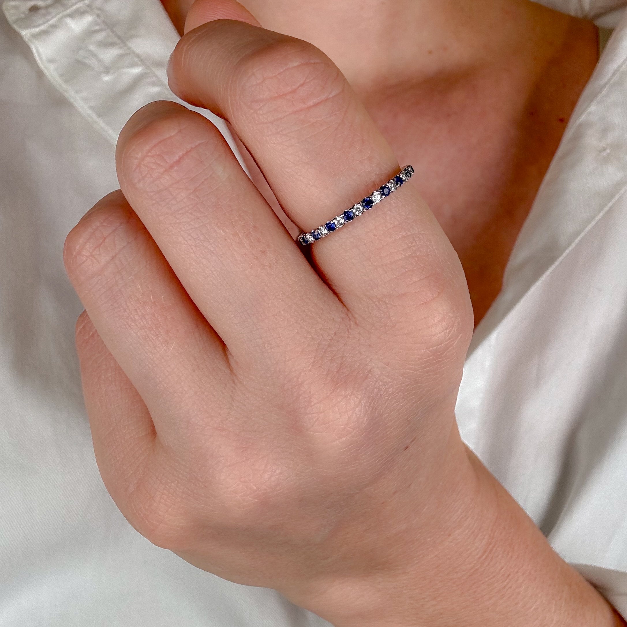 Sapphire and Diamond Half Eternity Ring