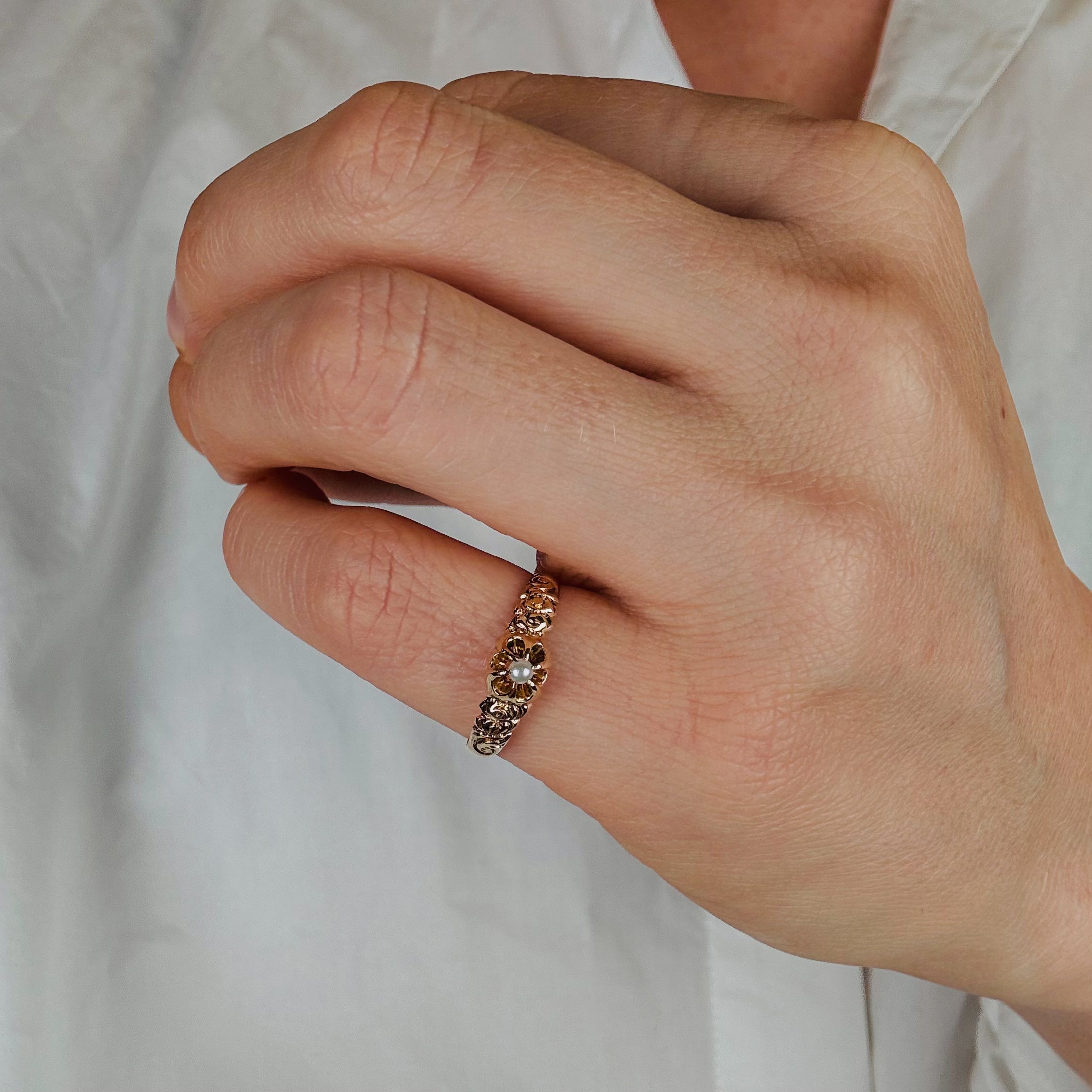Antique Claw Set Pearl Ring
